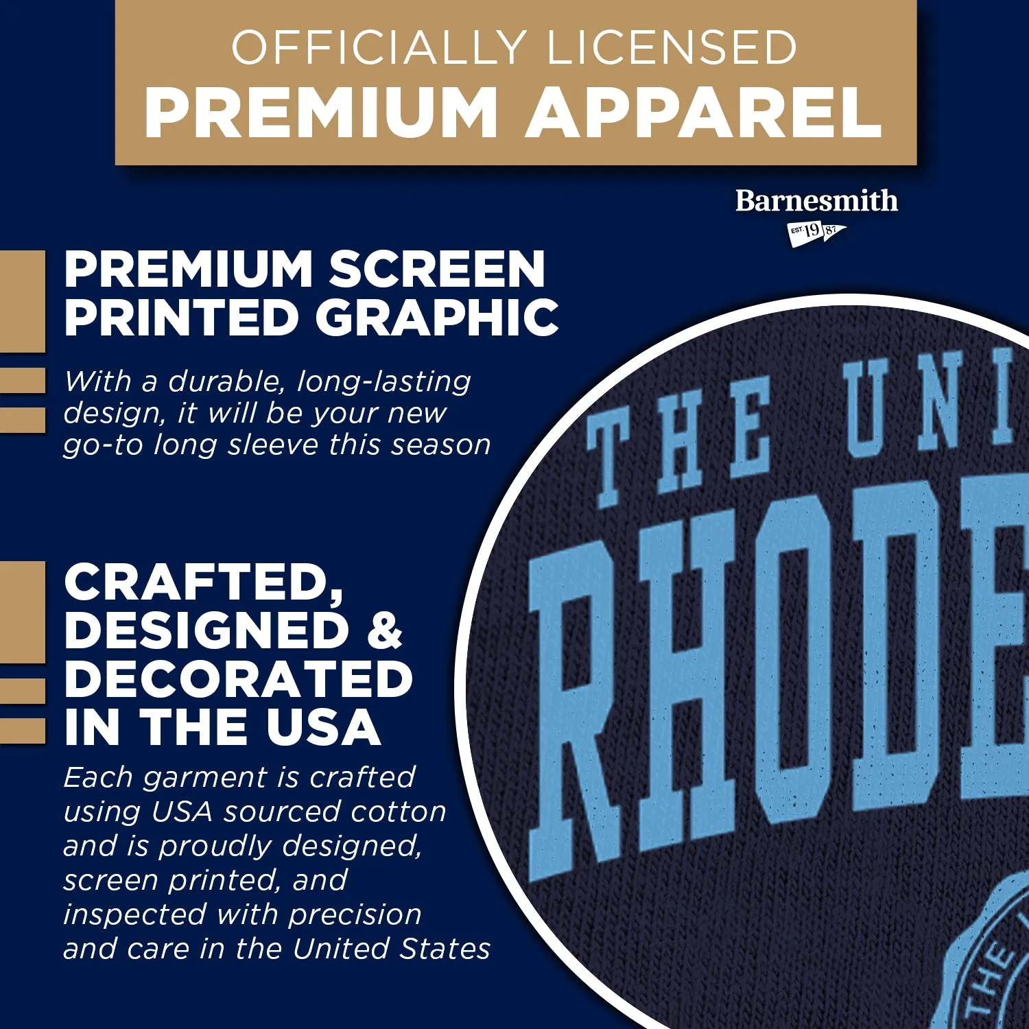 University of Rhode Island Heritage Long Sleeve T-Shirt (Navy) sold by Barnesmith product image thumbnail 4