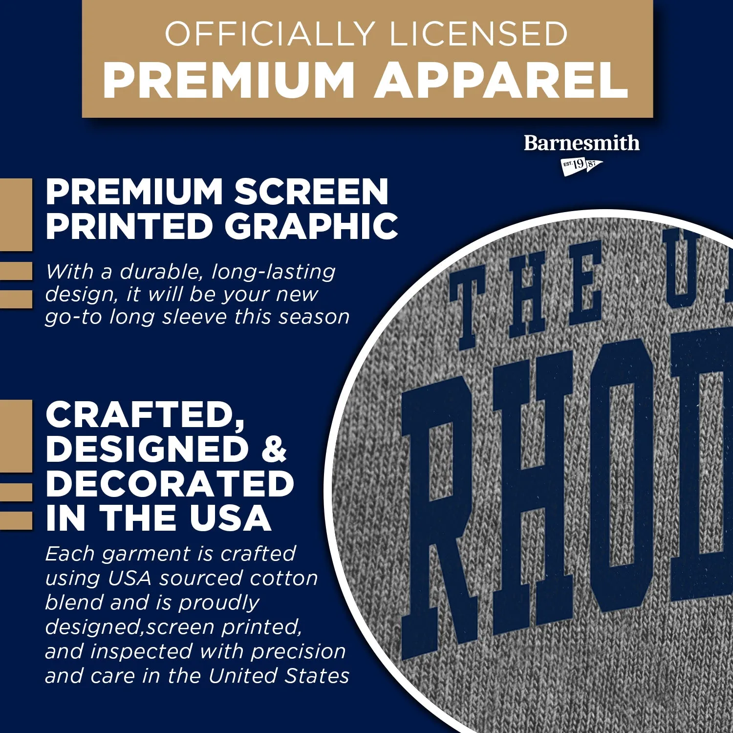 University of Rhode Island Heritage Long Sleeve T-Shirt (Charcoal Grey) sold by Barnesmith product image thumbnail 4