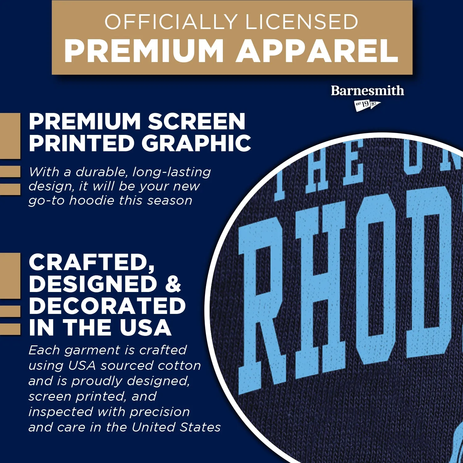 University of Rhode Island Heritage Hooded Sweatshirt (Navy) sold by Barnesmith product image thumbnail 4
