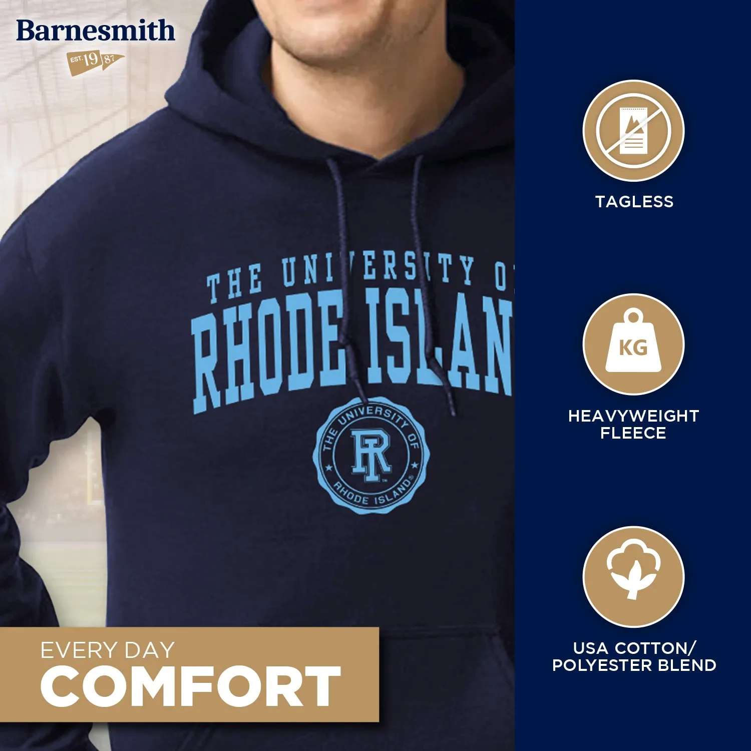 University of Rhode Island Heritage Hooded Sweatshirt (Navy) sold by Barnesmith product image thumbnail 3
