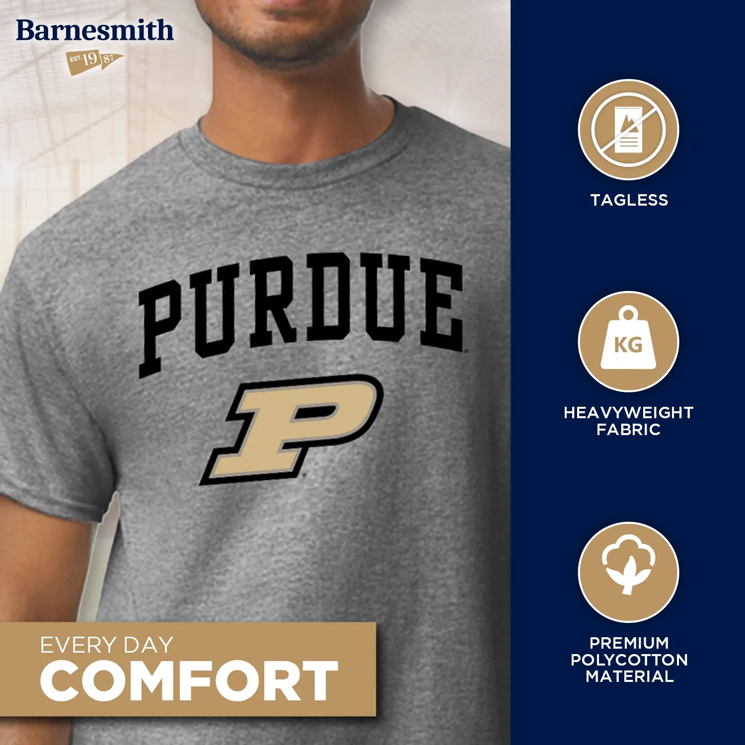 Purdue University Heritage T-Shirt (Charcoal Grey) sold by Barnesmith product image thumbnail 3