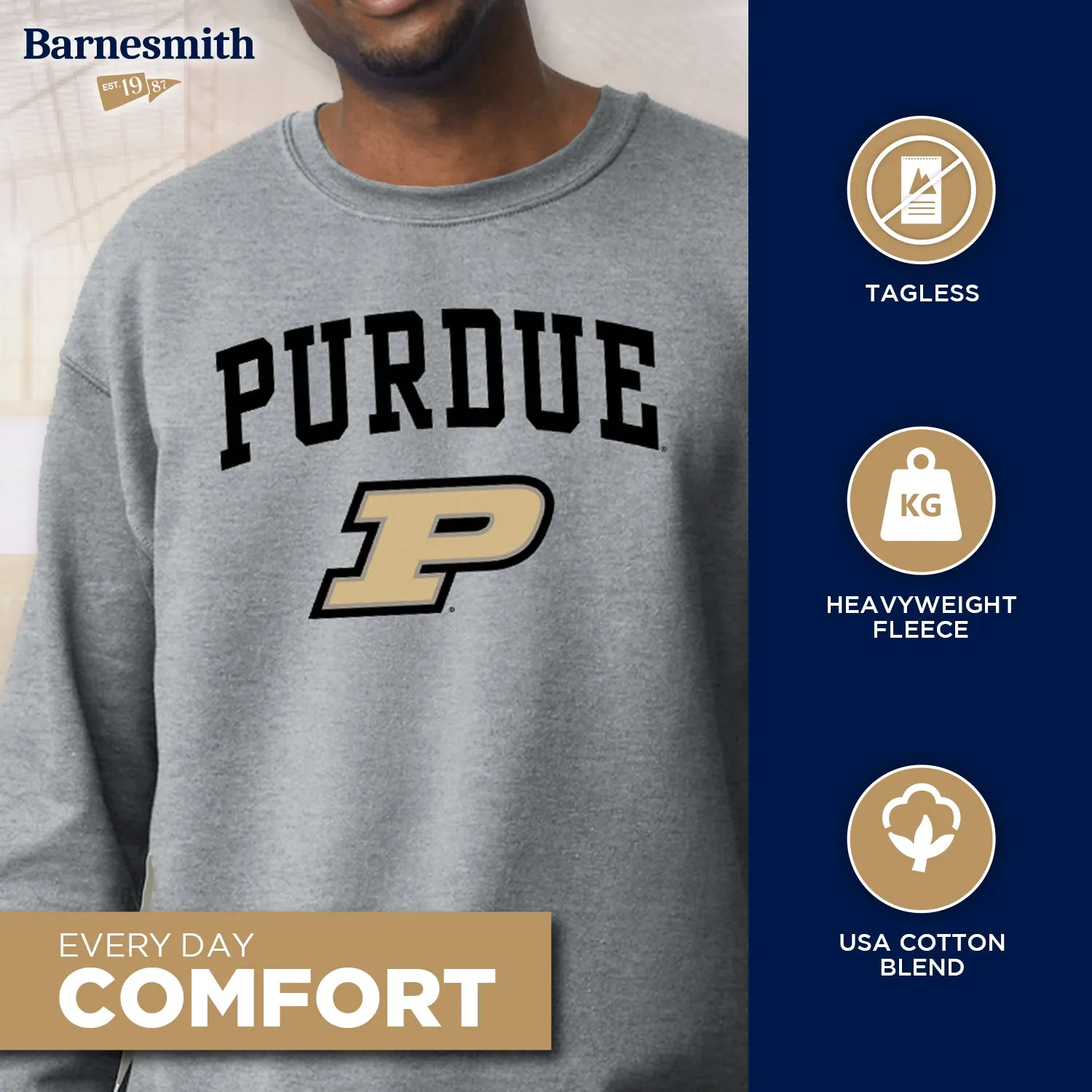 Purdue University Heritage Sweatshirt (Charcoal Grey) sold by Barnesmith product image thumbnail 3