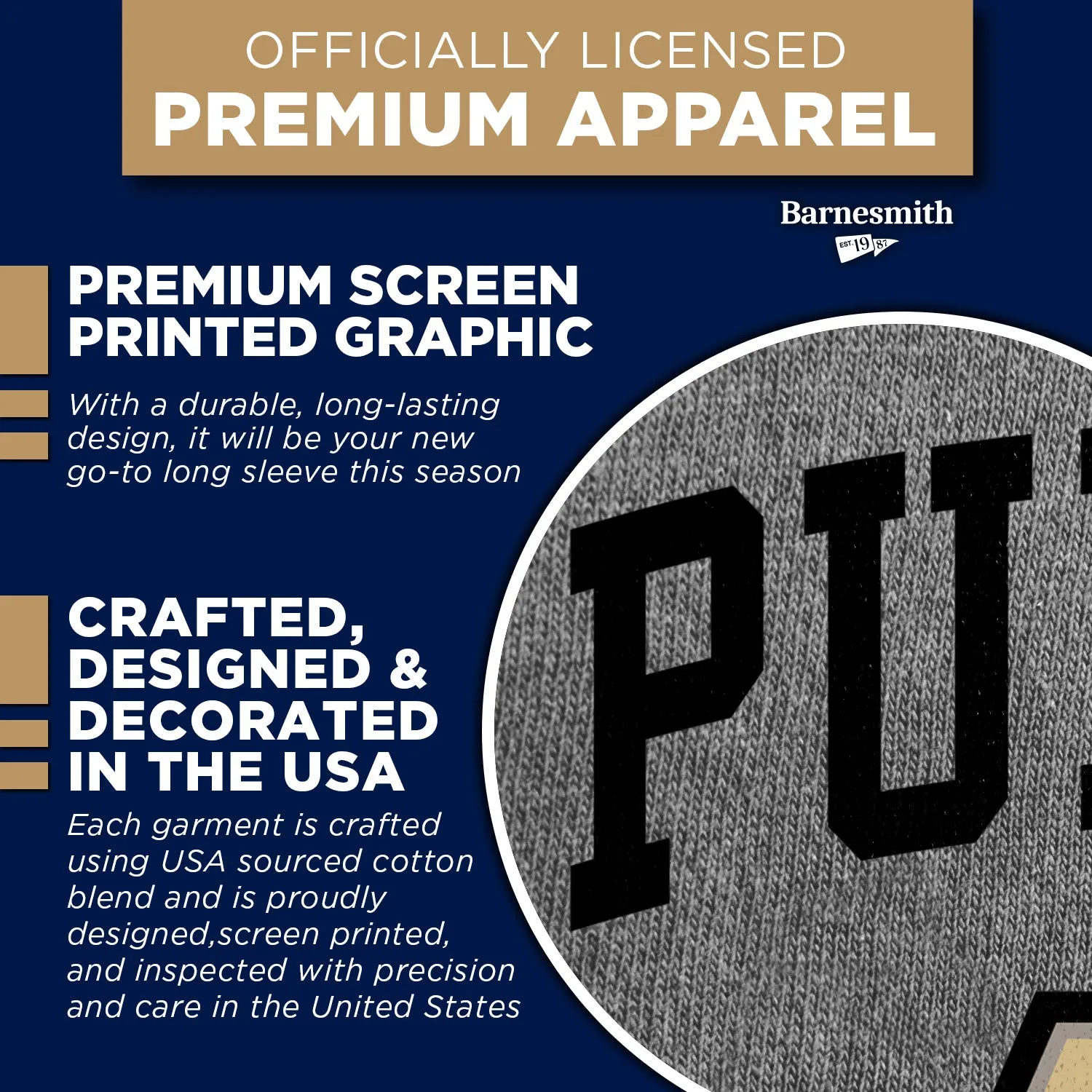 Purdue University Heritage Long Sleeve T-Shirt (Charcoal Grey) sold by Barnesmith product image thumbnail 4