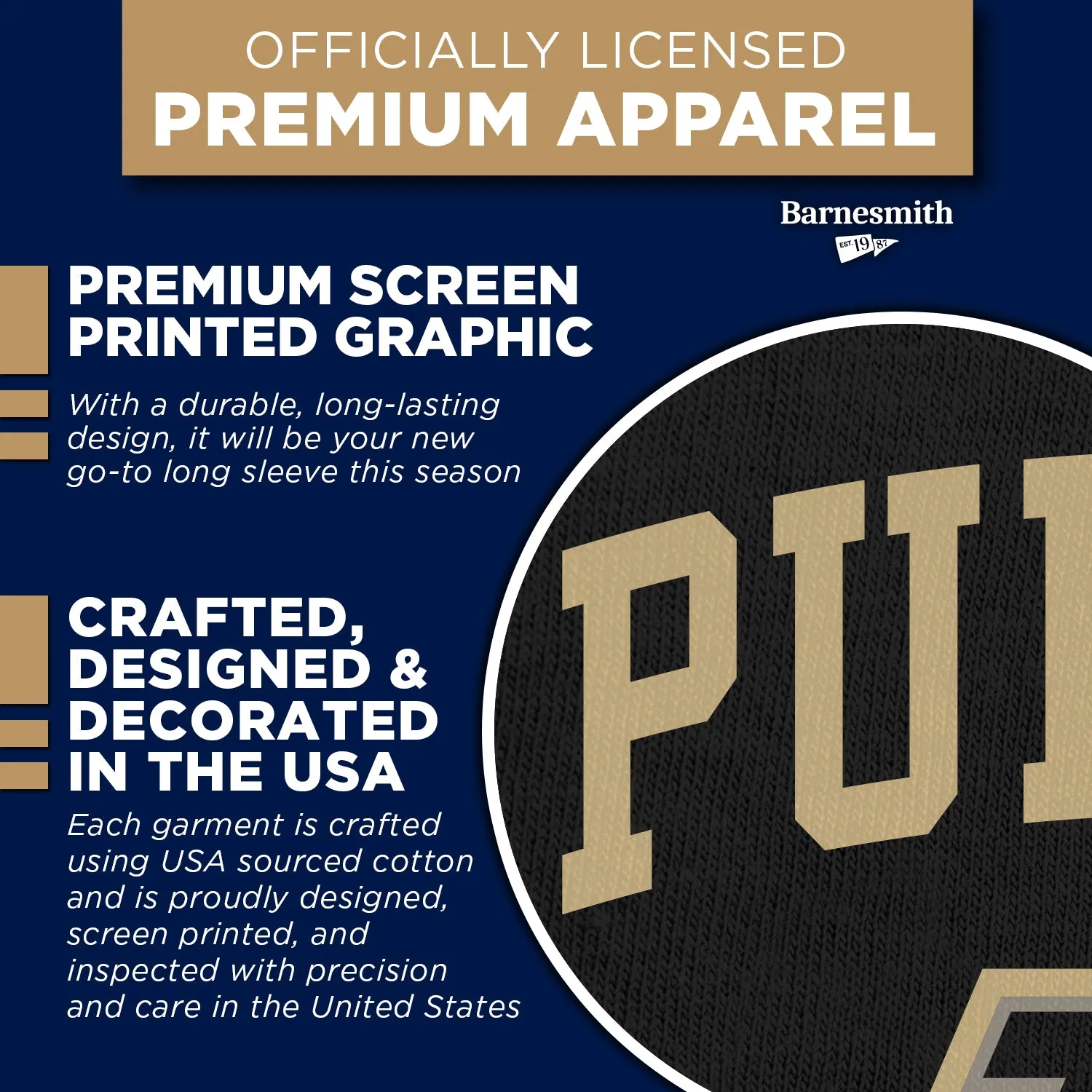Purdue University Heritage Long Sleeve T-Shirt (Black) sold by Barnesmith product image thumbnail 4