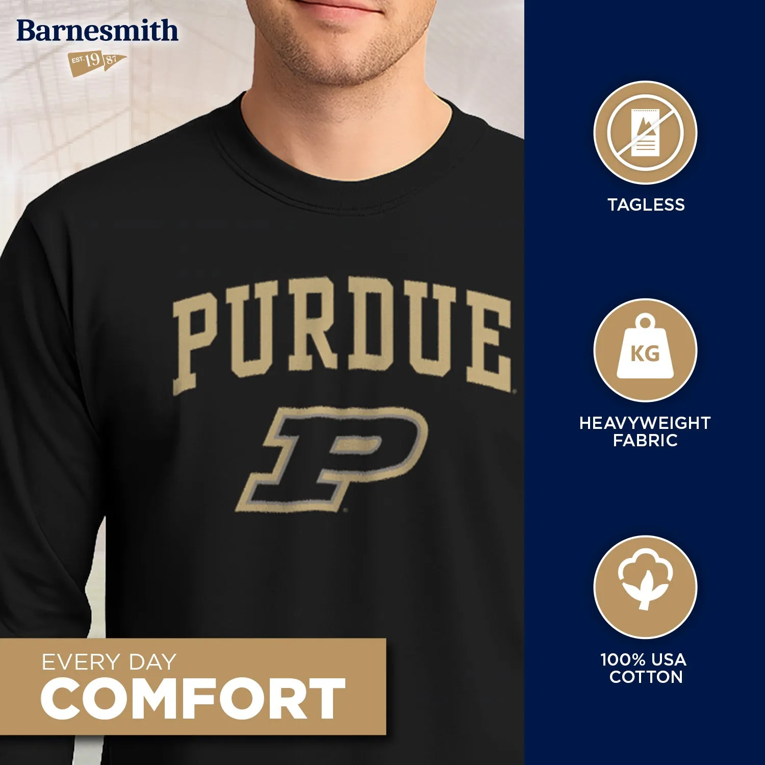 Purdue University Heritage Long Sleeve T-Shirt (Black) sold by Barnesmith product image thumbnail 3