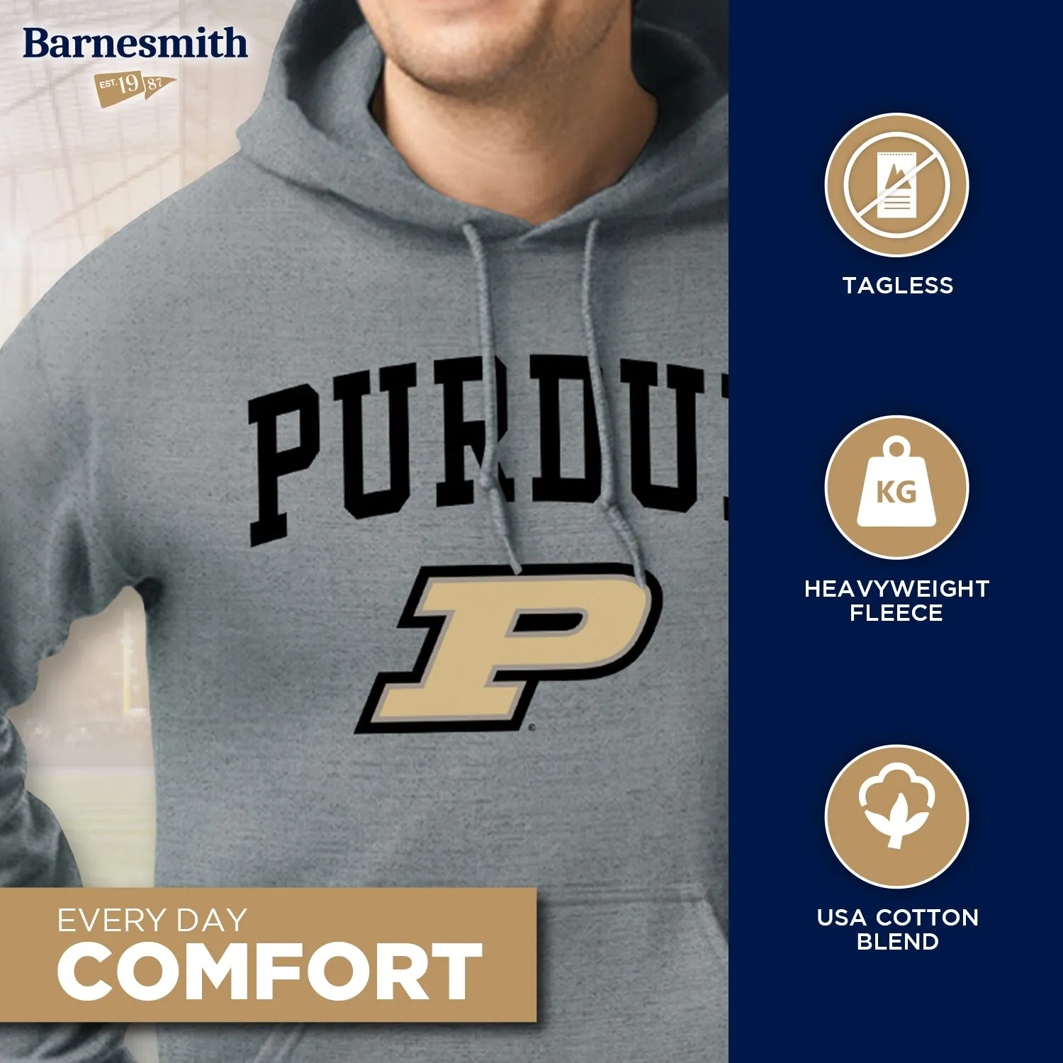 Purdue University Heritage Hooded Sweatshirt (Charcoal Grey) sold by Barnesmith product image thumbnail 3