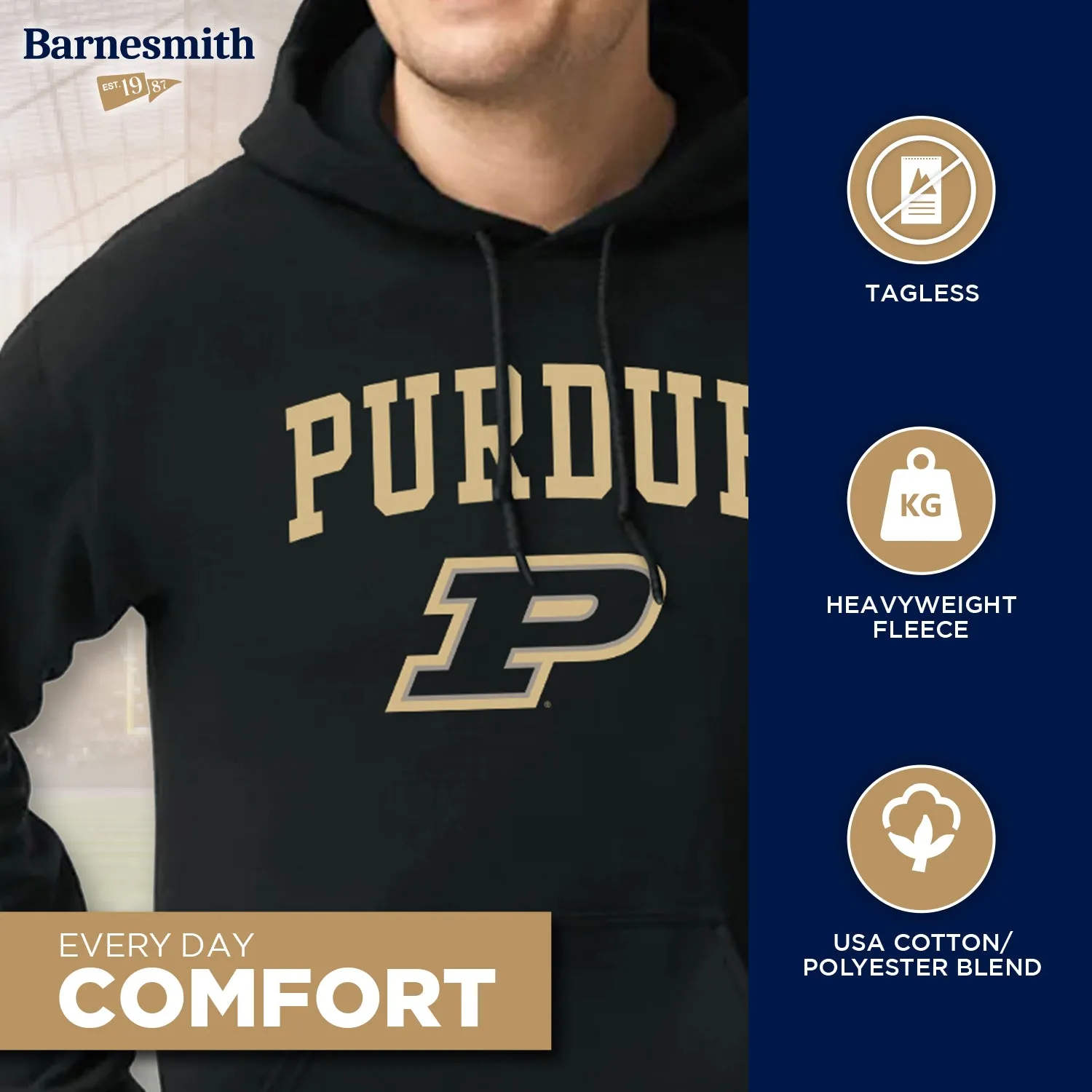 Purdue University Heritage Hooded Sweatshirt (Black) sold by Barnesmith product image thumbnail 3