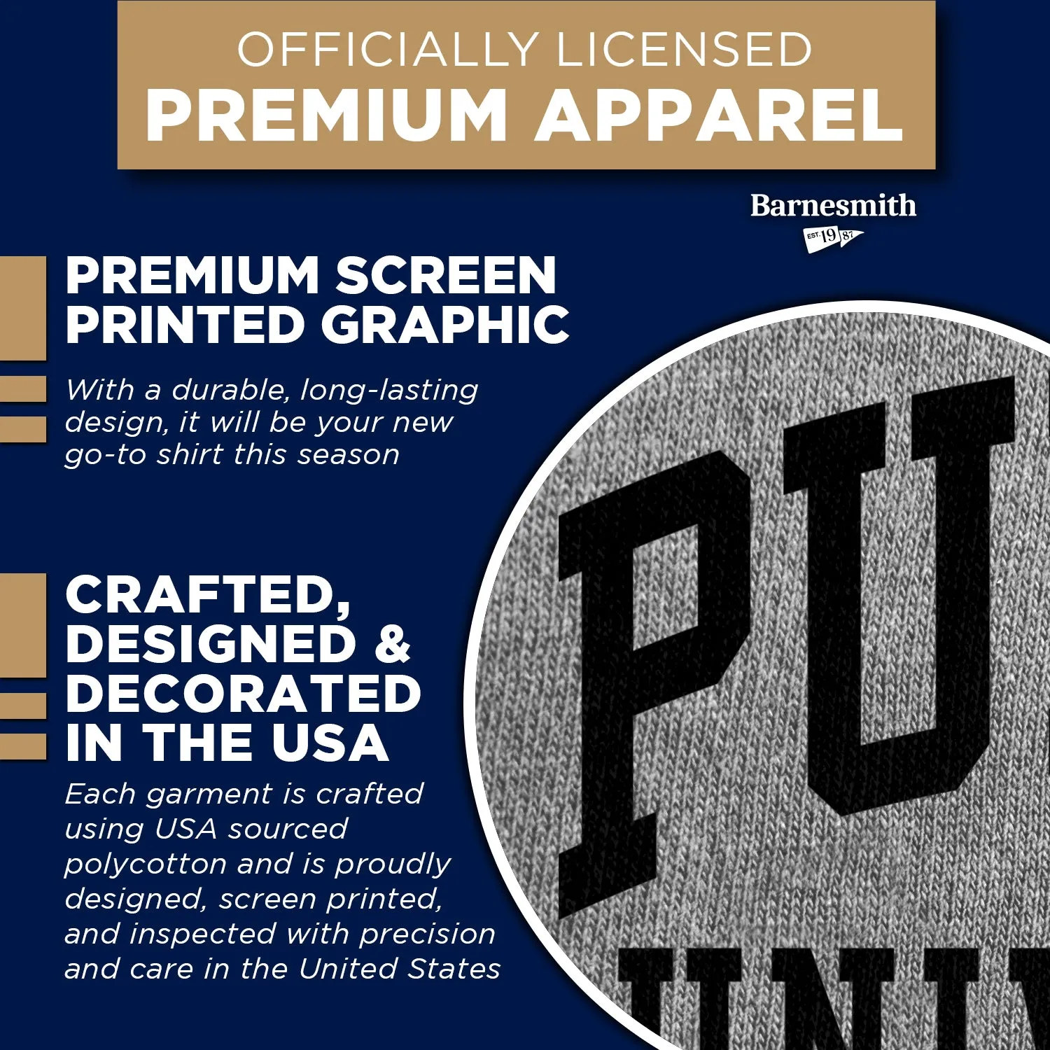 Purdue University Classic T-Shirt (Charcoal Grey) sold by Barnesmith product image thumbnail 4