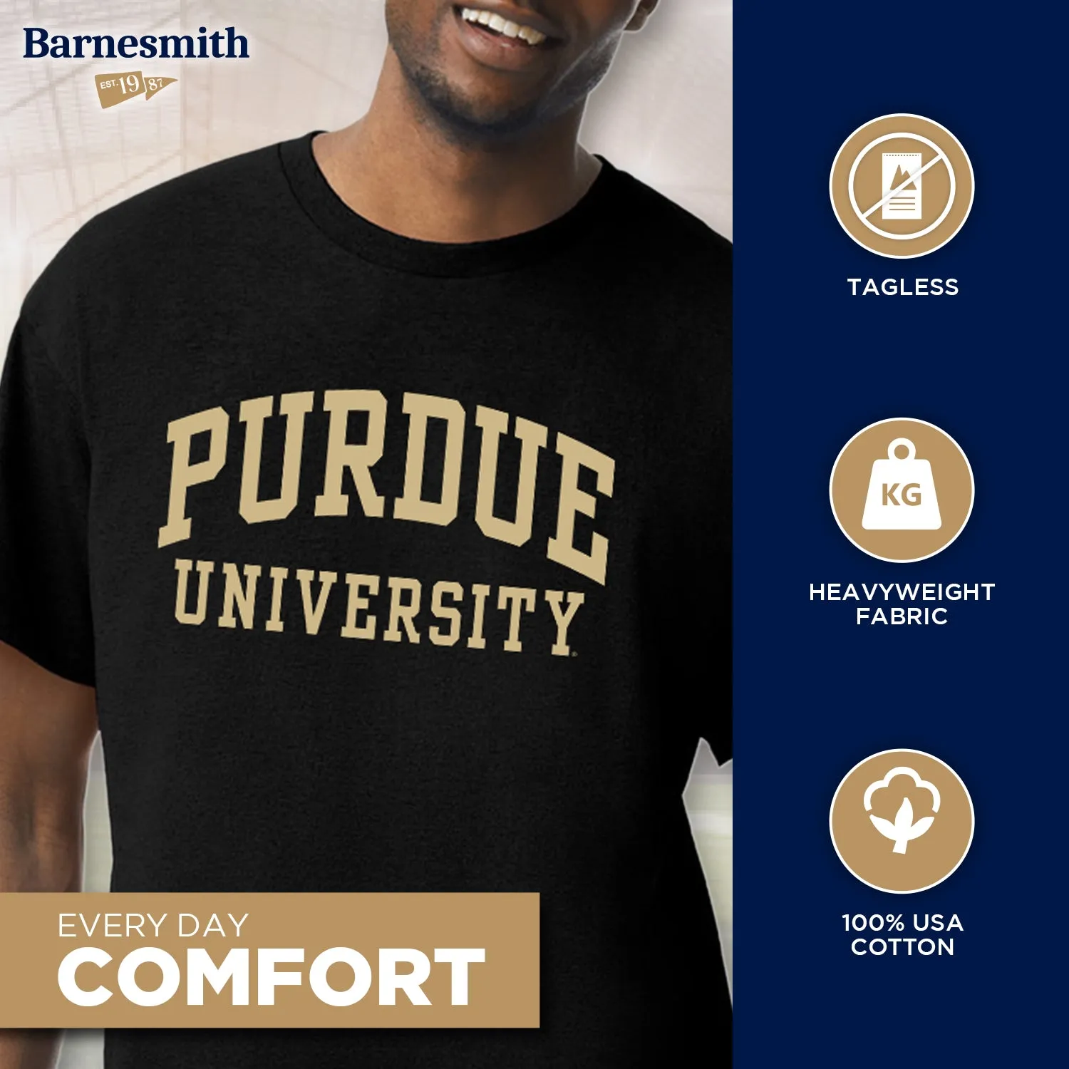 Purdue University Classic T-Shirt (Black) sold by Barnesmith product image thumbnail 3