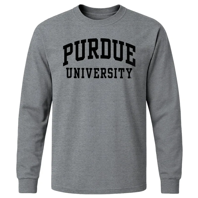 Purdue University Classic Long Sleeve T-Shirt (Charcoal Grey) sold by Barnesmith