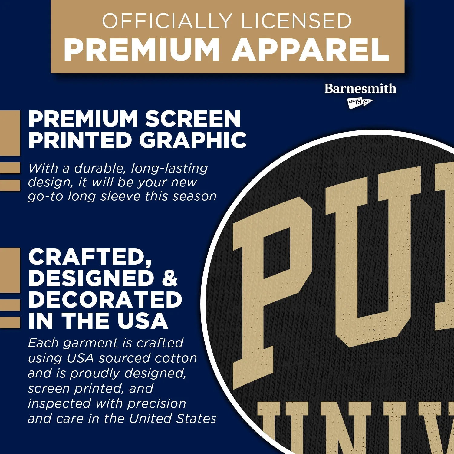 Purdue University Classic Long Sleeve T-Shirt (Black) sold by Barnesmith product image thumbnail 4