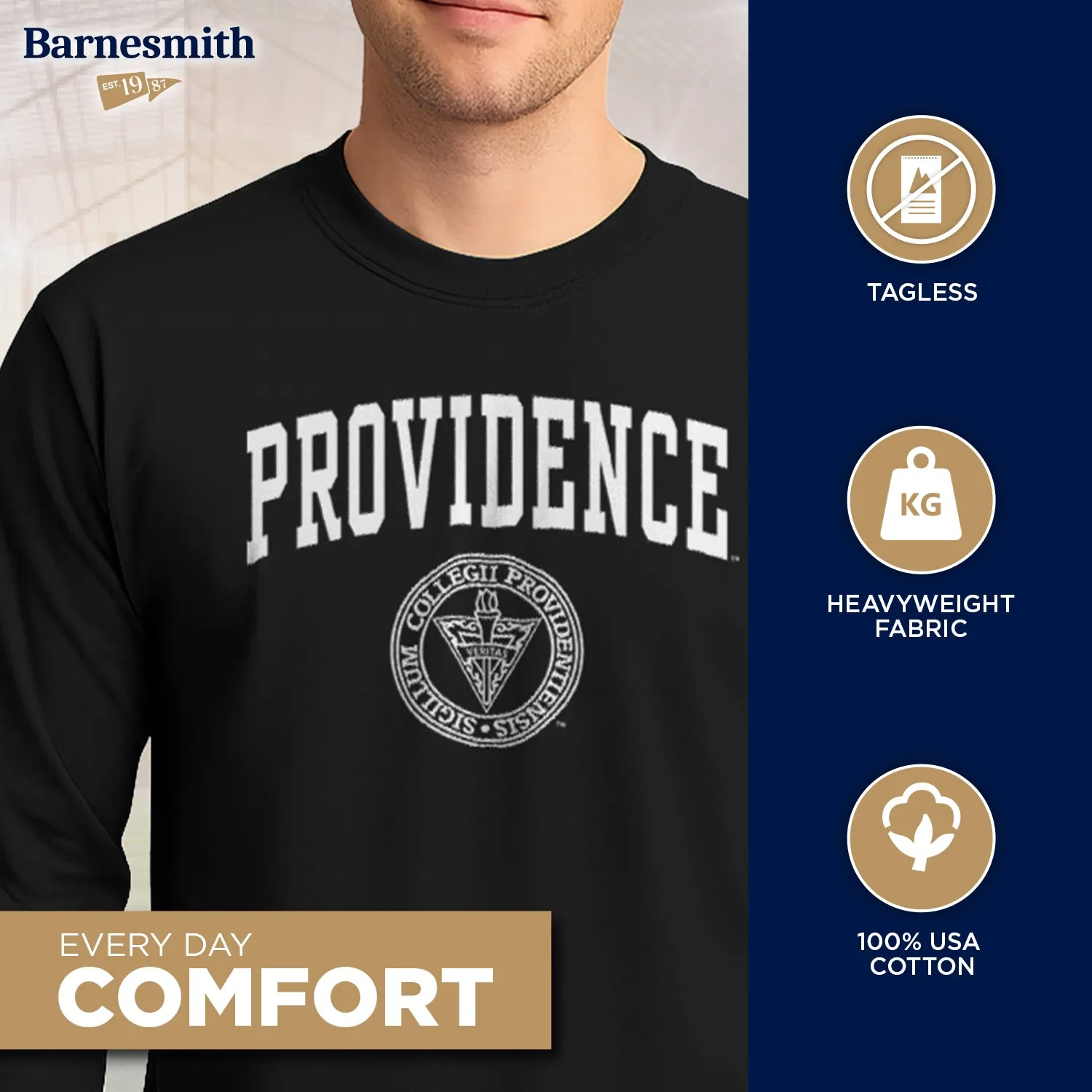Providence College Heritage Long Sleeve T-Shirt (Black) sold by Barnesmith product image thumbnail 3