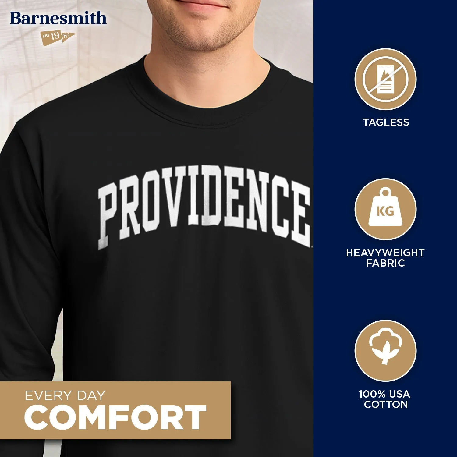 Providence College Classic Long Sleeve T-Shirt (Black) sold by Barnesmith product image thumbnail 3