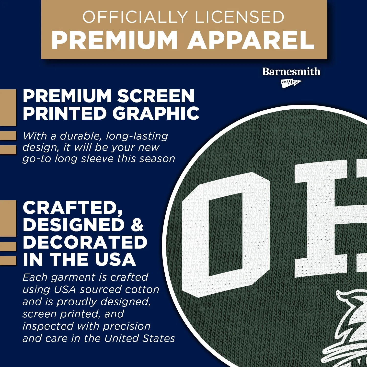 Ohio University Heritage Long Sleeve T-Shirt (Hunter Green) sold by Barnesmith product image thumbnail 4