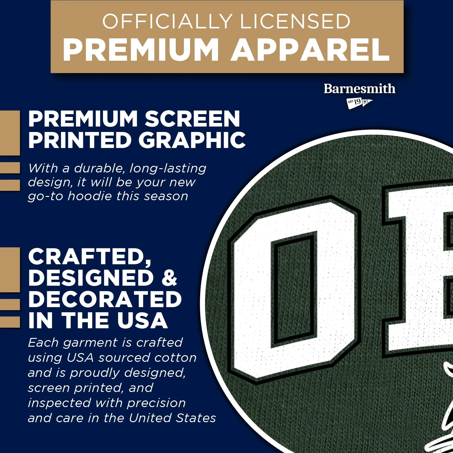 Ohio University Heritage Hooded Sweatshirt (Hunter Green) sold by Barnesmith product image thumbnail 4