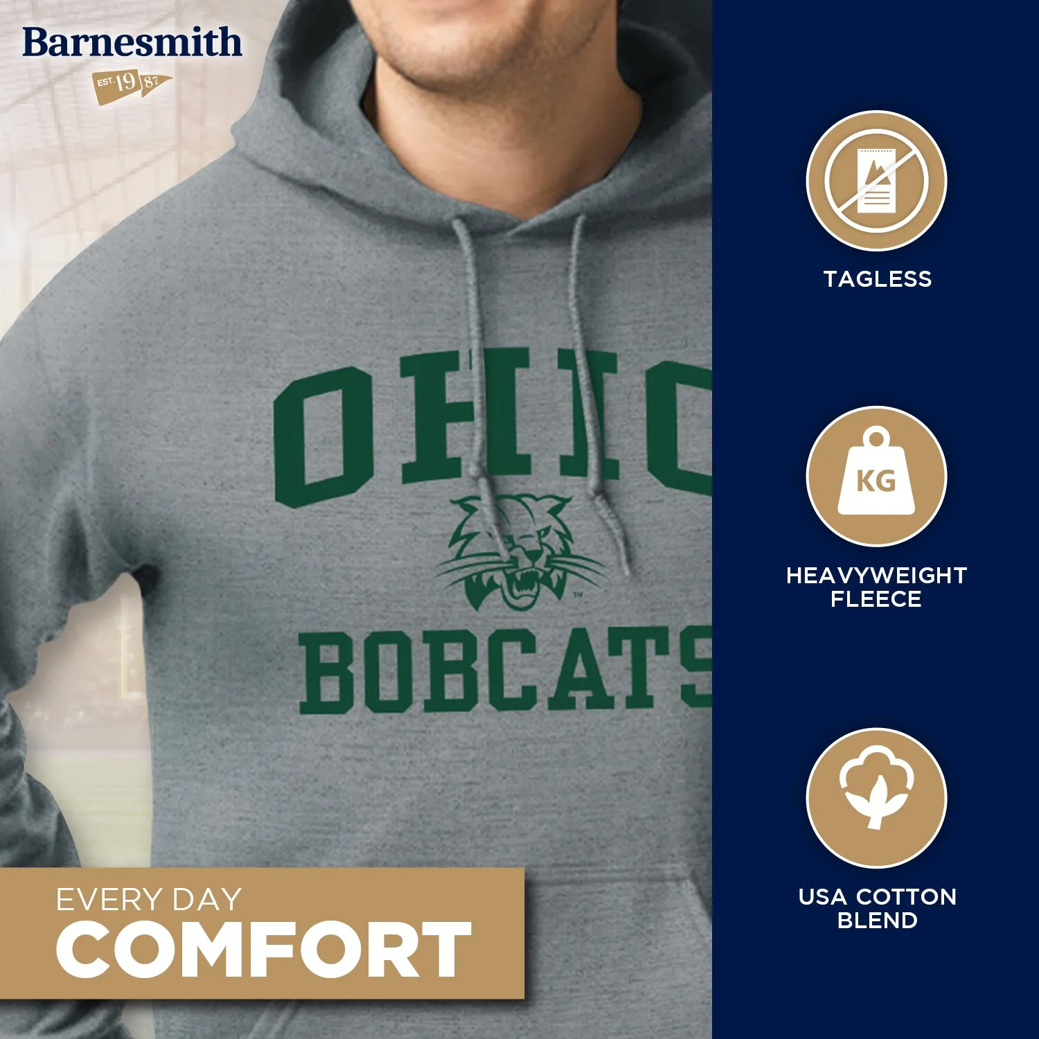 Ohio University Heritage Hooded Sweatshirt (Charcoal Grey) sold by Barnesmith product image thumbnail 3