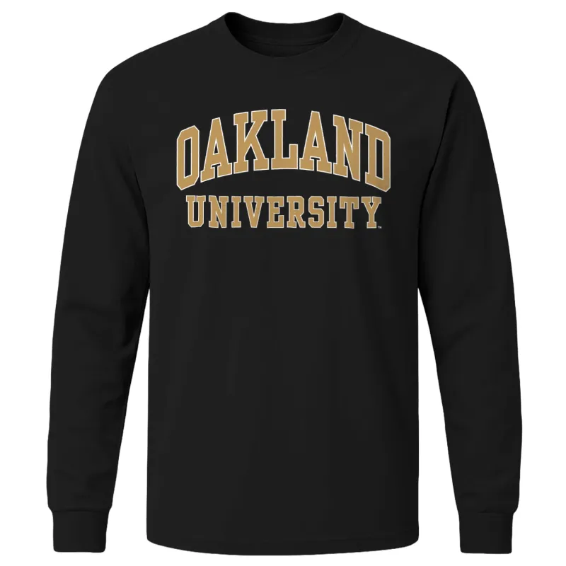 Oakland University Classic Long Sleeve T-Shirt (Black) sold by Barnesmith