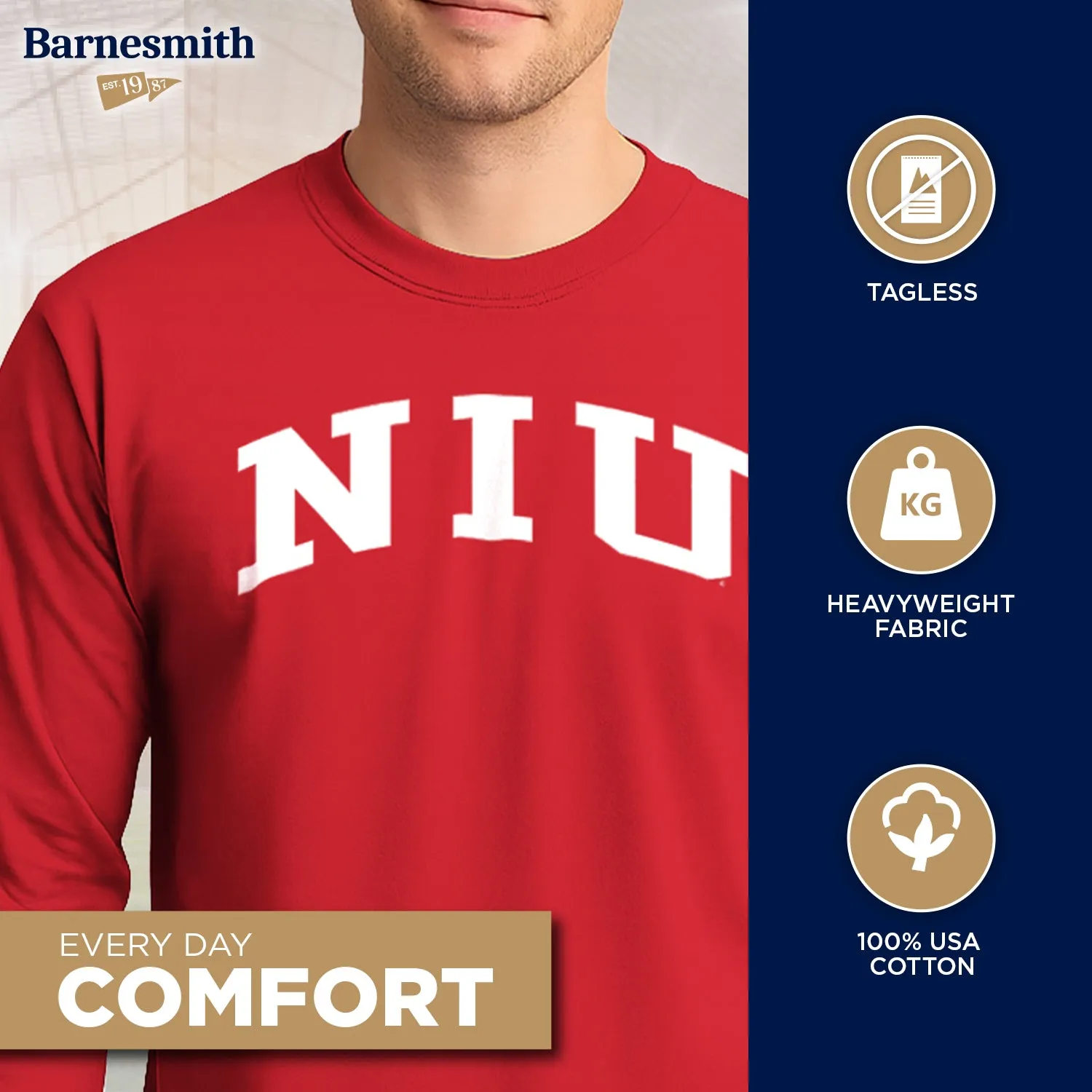 Northern Illinois University Classic Long Sleeve T-Shirt (Red) sold by Barnesmith product image thumbnail 3