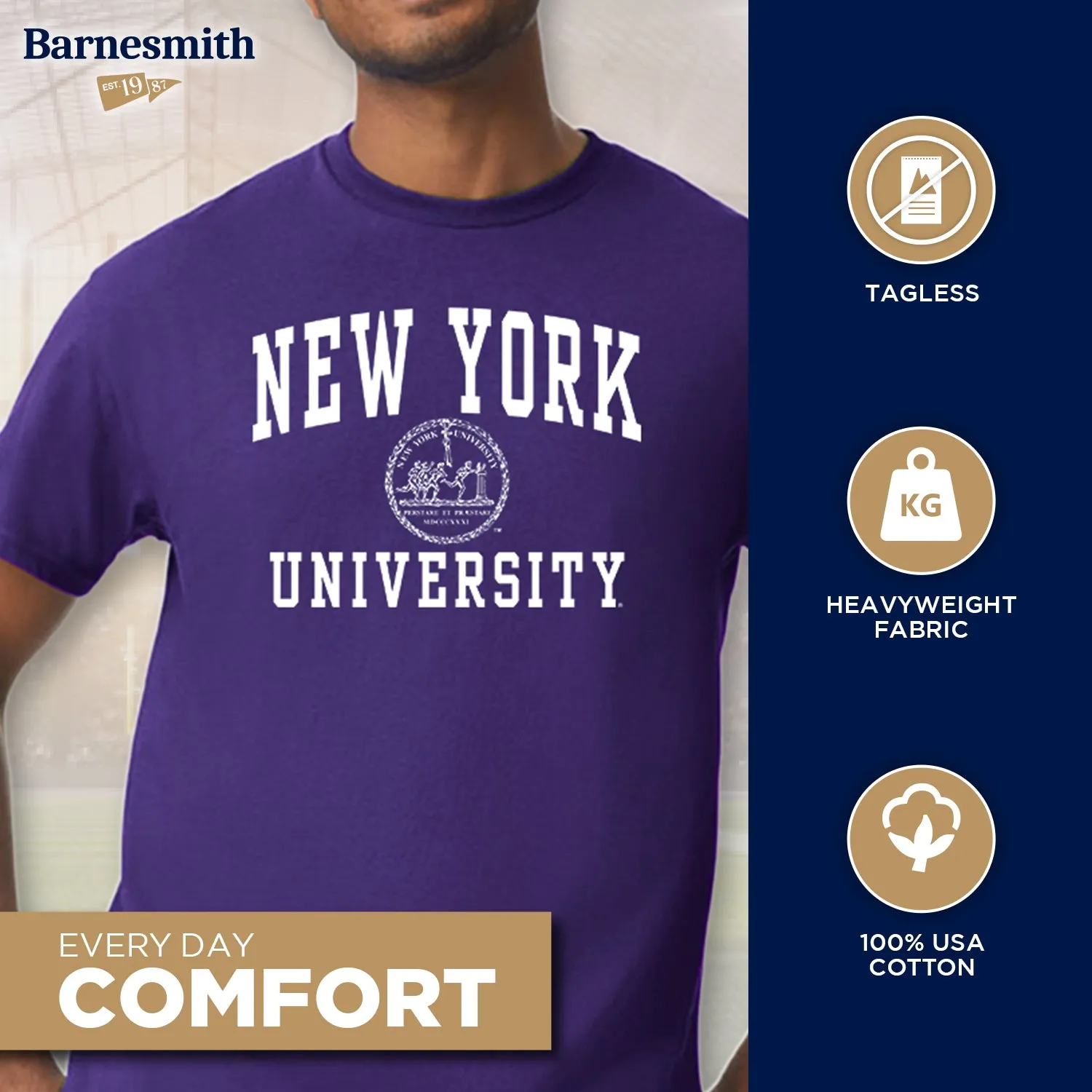New York University Heritage T-Shirt (Violet) sold by Barnesmith product image thumbnail 3
