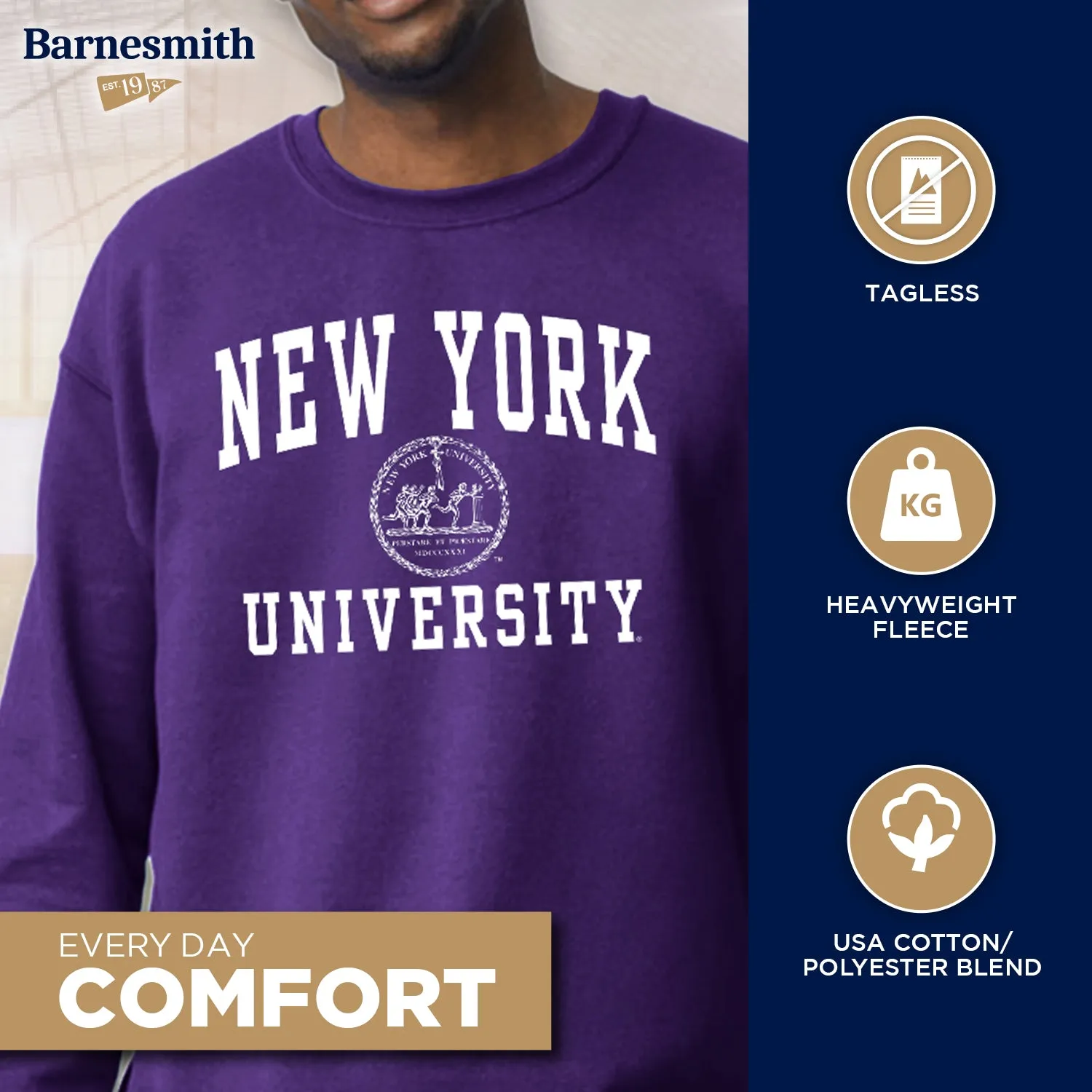 New York University Heritage Sweatshirt (Violet) sold by Barnesmith product image thumbnail 3