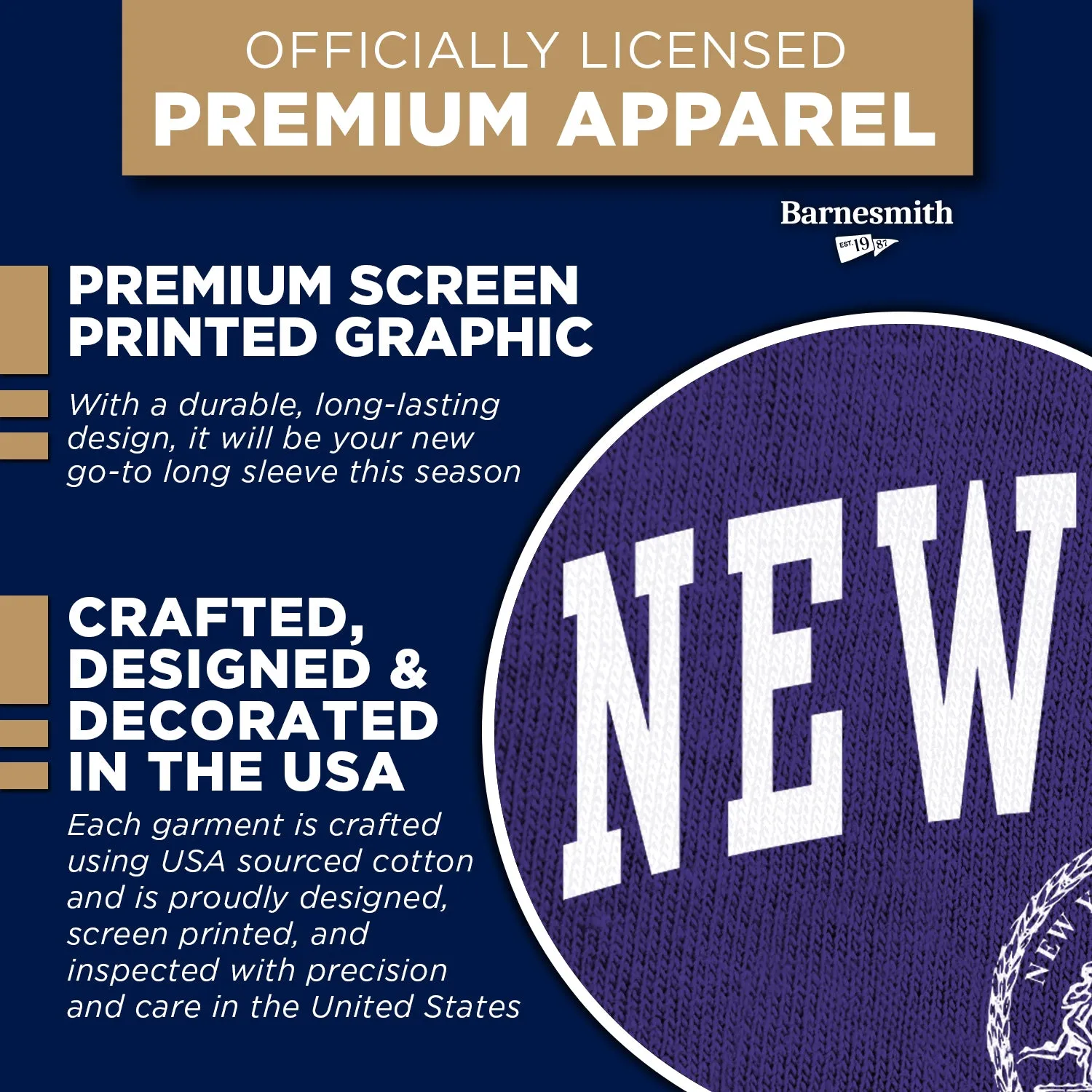 New York University Heritage Long Sleeve T-Shirt (Violet) sold by Barnesmith product image thumbnail 4