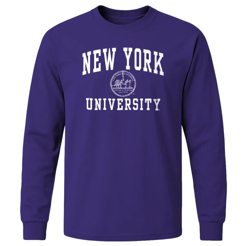 New York University Heritage Long Sleeve T-Shirt (Violet) sold by Barnesmith