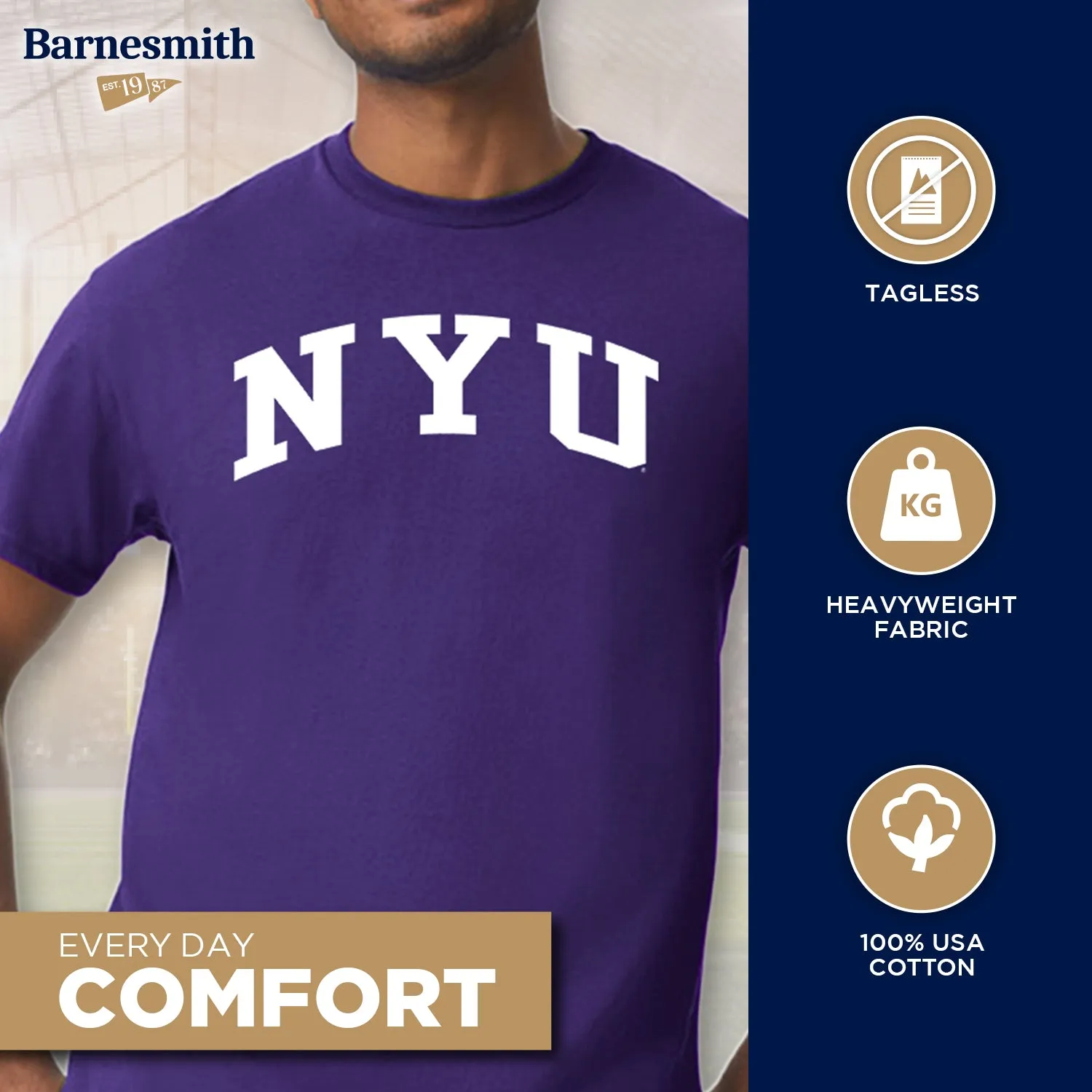 New York University Classic T-Shirt (Violet) sold by Barnesmith product image thumbnail 3