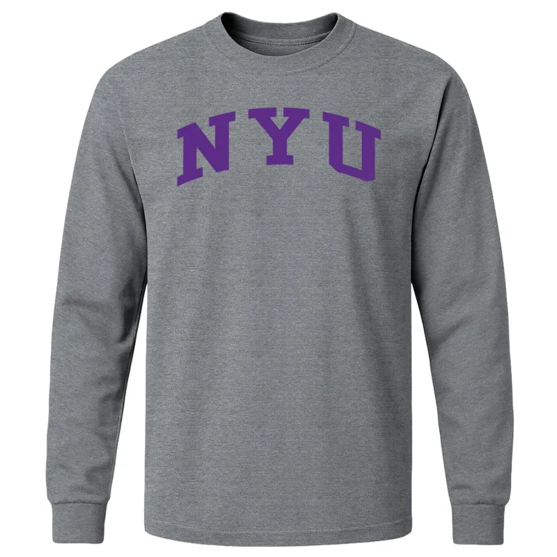 New York University Classic Long Sleeve T-Shirt (Charcoal Grey) sold by Barnesmith