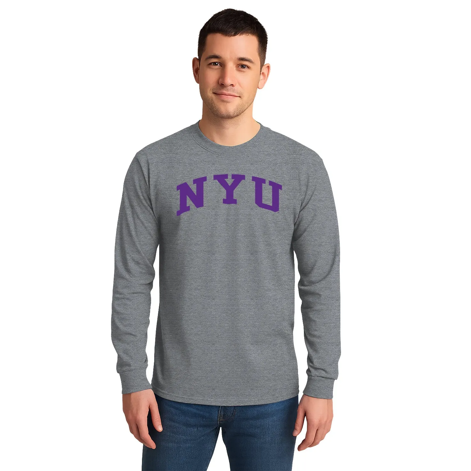 New York University Classic Long Sleeve T-Shirt (Charcoal Grey) sold by Barnesmith product image thumbnail 2