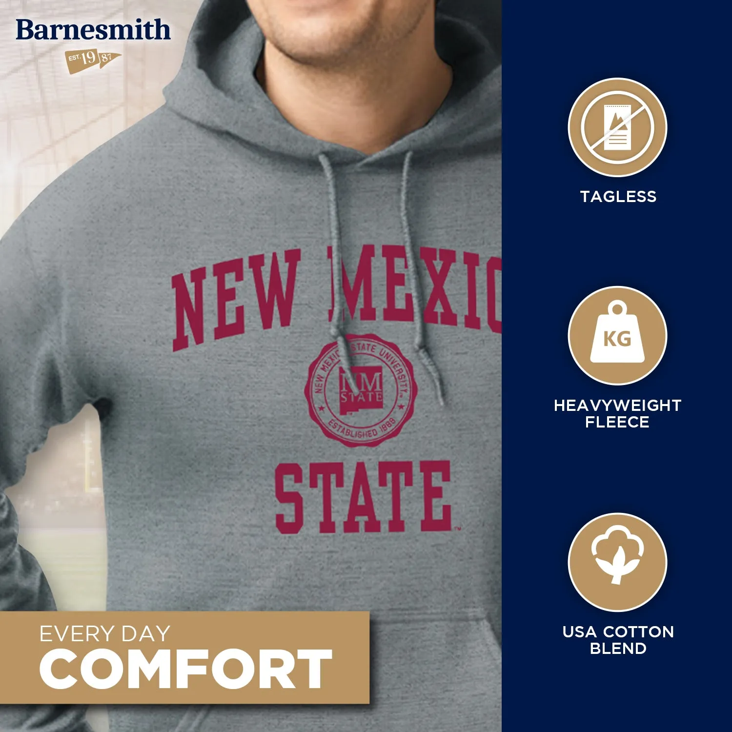 New Mexico State University Heritage Hooded Sweatshirt (Charcoal Grey) sold by Barnesmith product image thumbnail 3