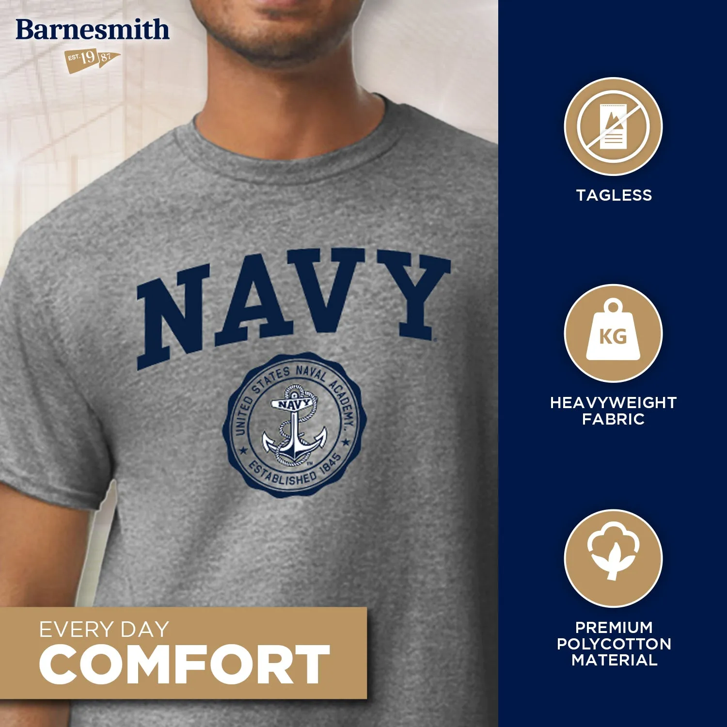 Navy Heritage T-Shirt (Charcoal Grey) sold by Barnesmith product image thumbnail 3