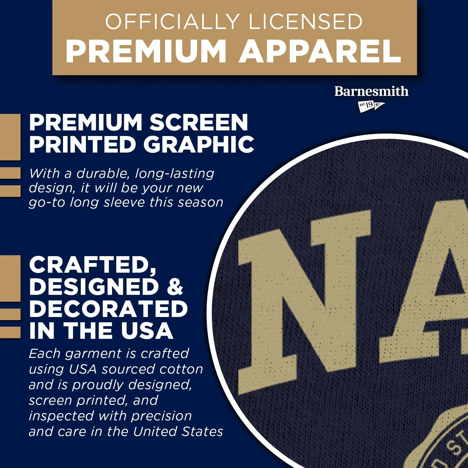 Navy Heritage Long Sleeve T-Shirt (Navy) sold by Barnesmith product image thumbnail 4