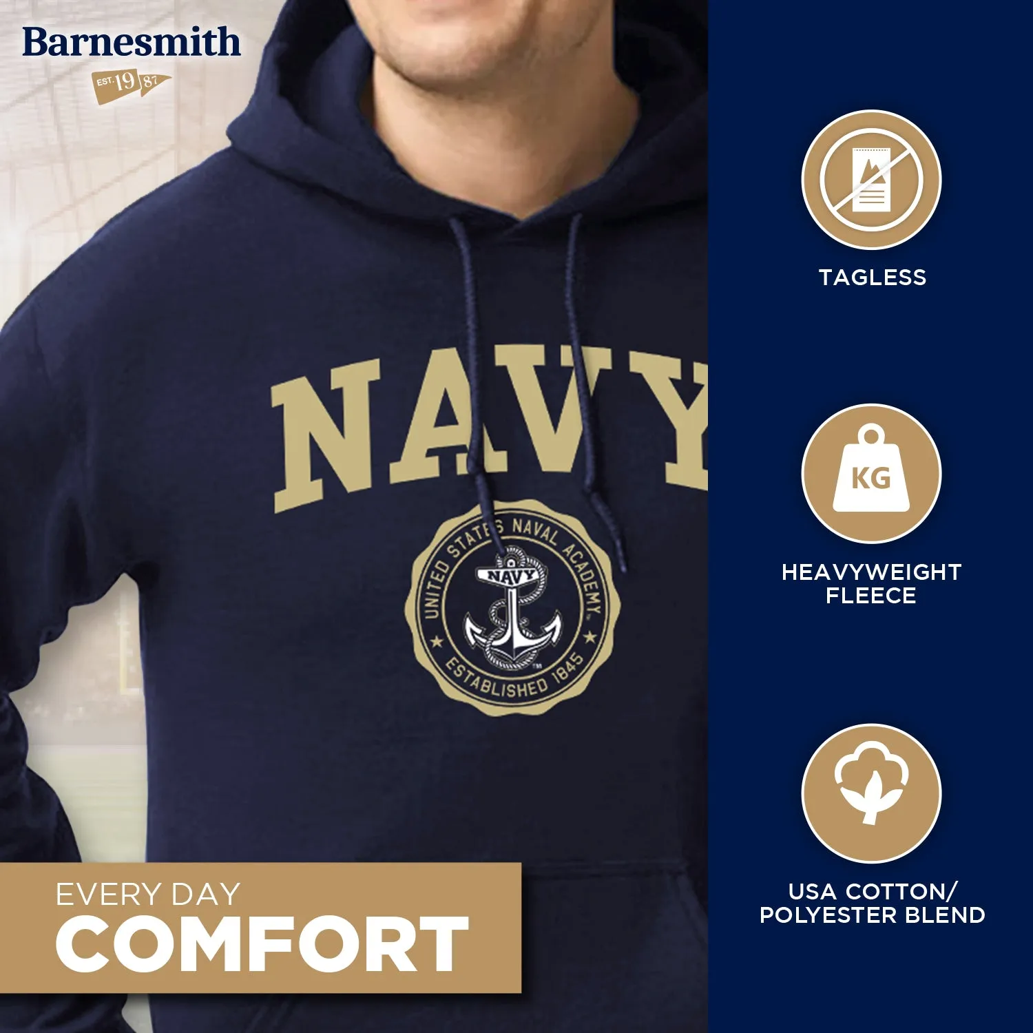Navy Heritage Hooded Sweatshirt (Navy) sold by Barnesmith product image thumbnail 3