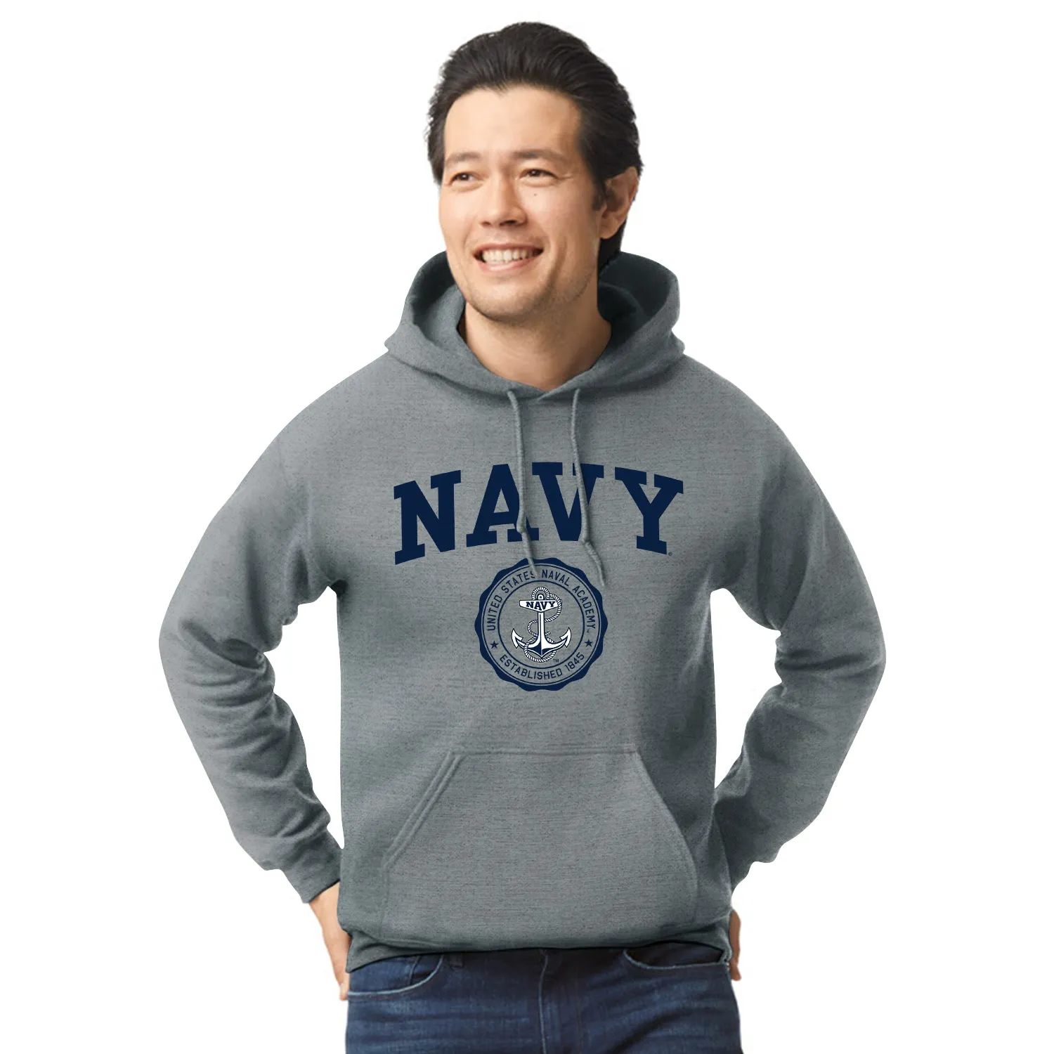 Navy Heritage Hooded Sweatshirt (Charcoal Grey) sold by Barnesmith product image thumbnail 2