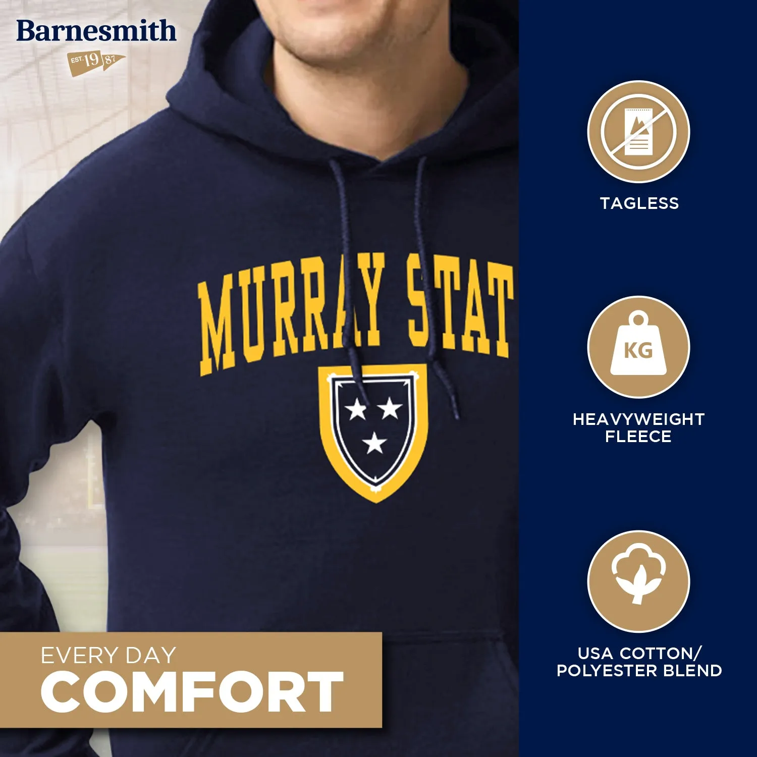 Murray State University Heritage Hooded Sweatshirt (Navy) sold by Barnesmith product image thumbnail 3