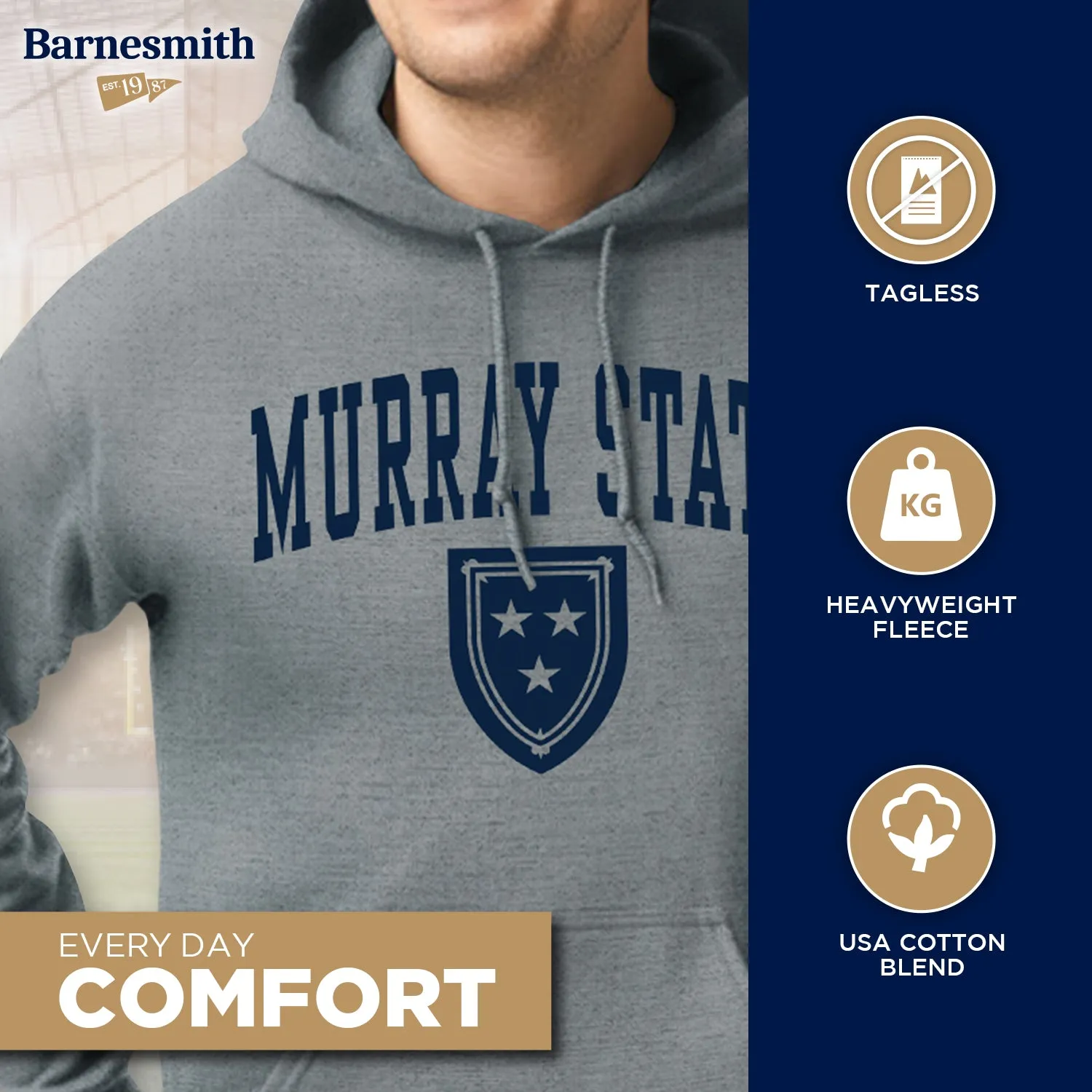 Murray State University Heritage Hooded Sweatshirt (Charcoal Grey) sold by Barnesmith product image thumbnail 3