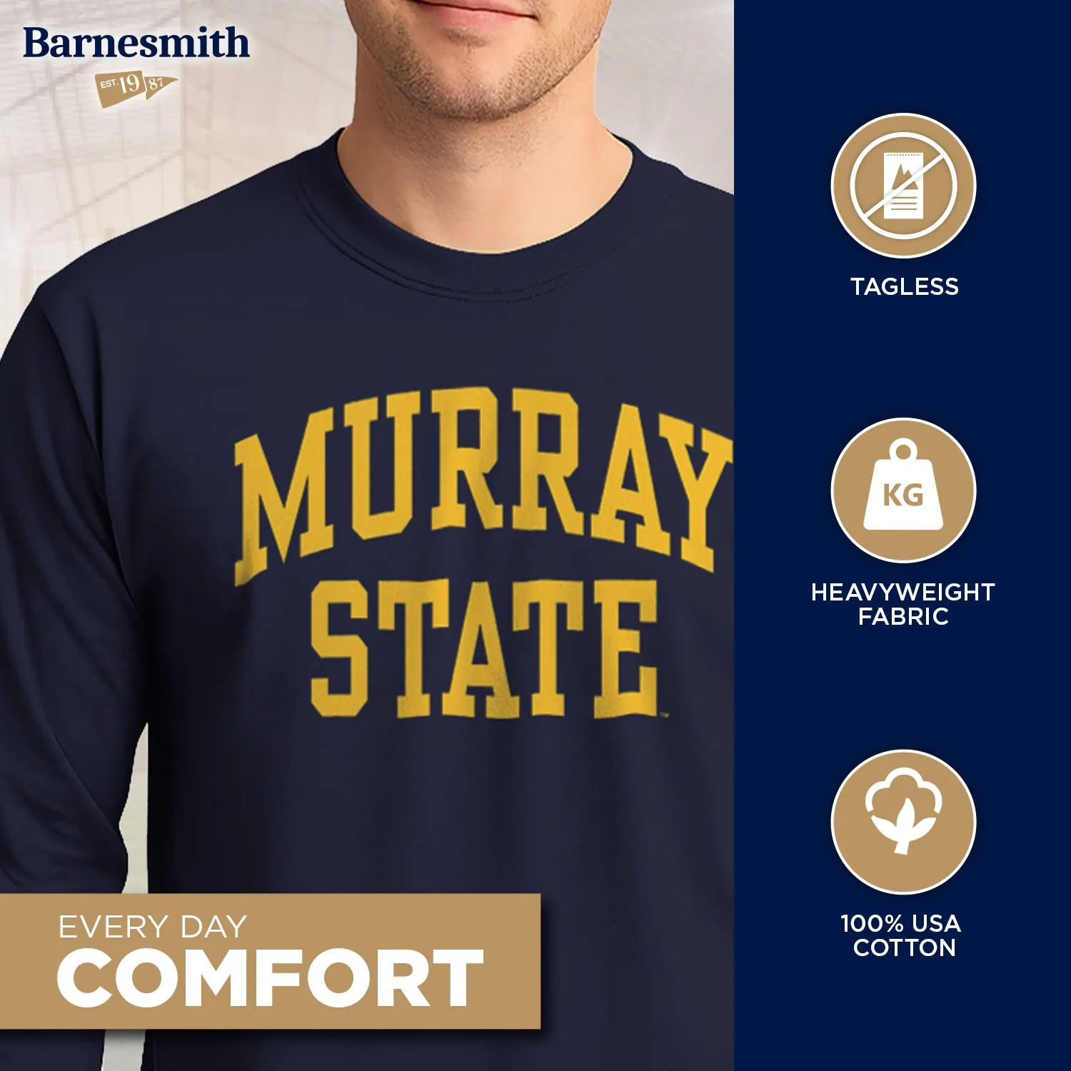 Murray State University Classic Long Sleeve T-Shirt (Navy) sold by Barnesmith product image thumbnail 3