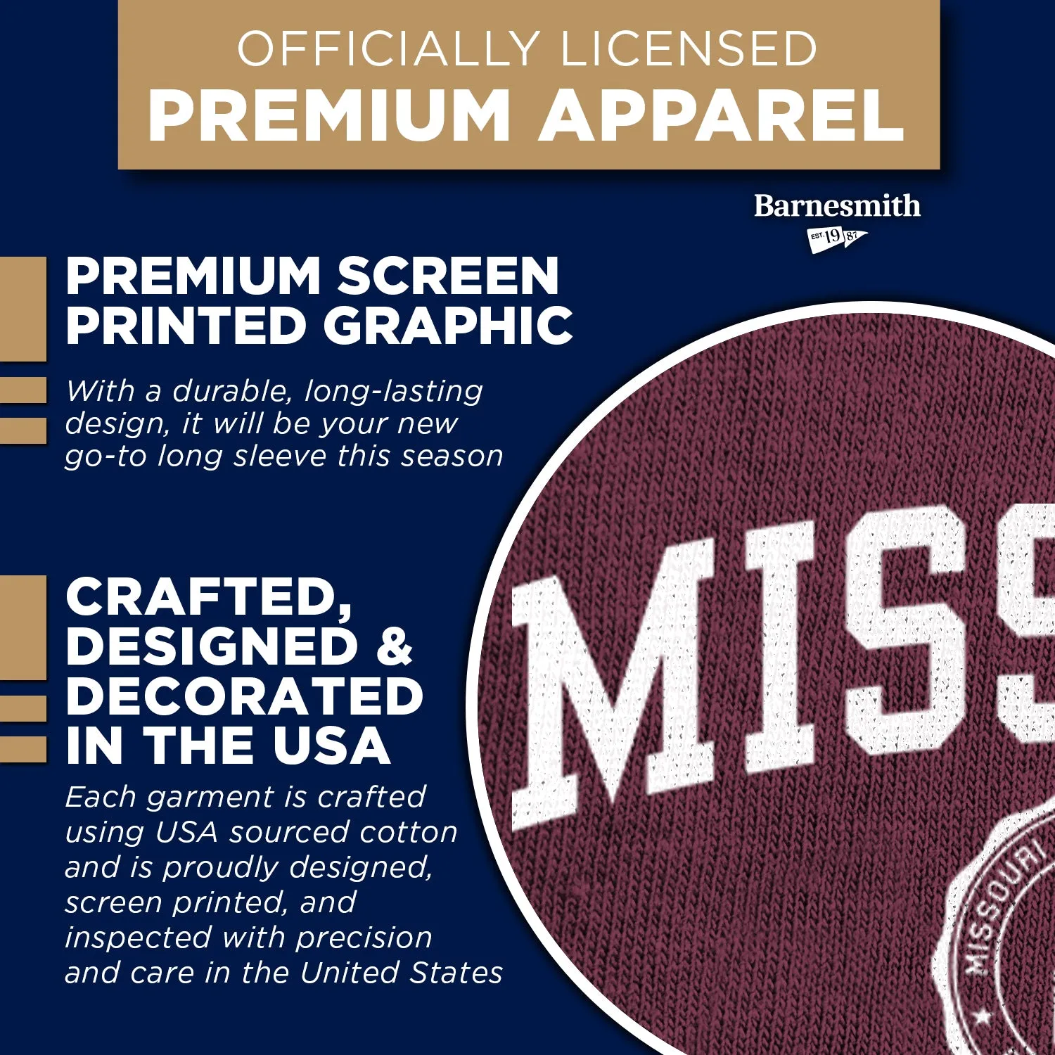 Missouri State University Heritage Long Sleeve T-Shirt (Maroon) sold by Barnesmith product image thumbnail 4