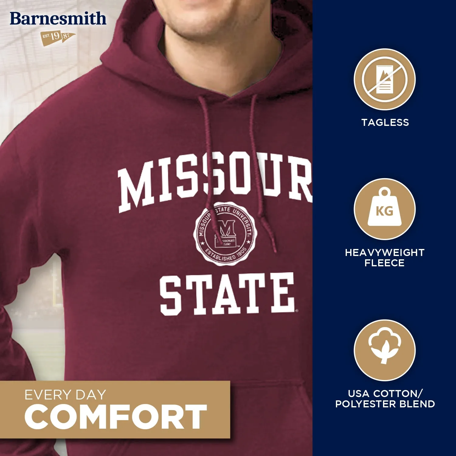Missouri State University Heritage Hooded Sweatshirt (Maroon) sold by Barnesmith product image thumbnail 3