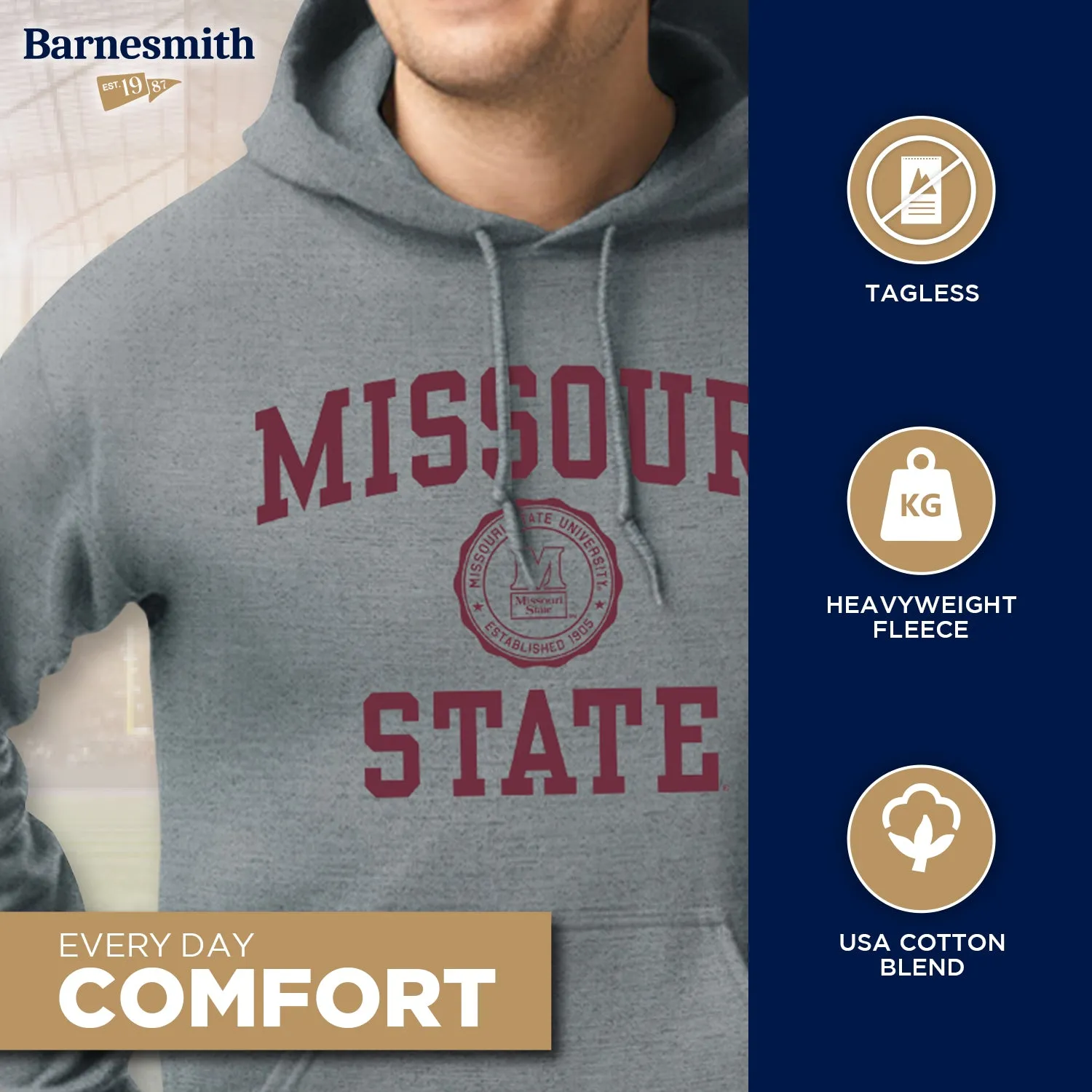Missouri State University Heritage Hooded Sweatshirt (Charcoal Grey) sold by Barnesmith product image thumbnail 3