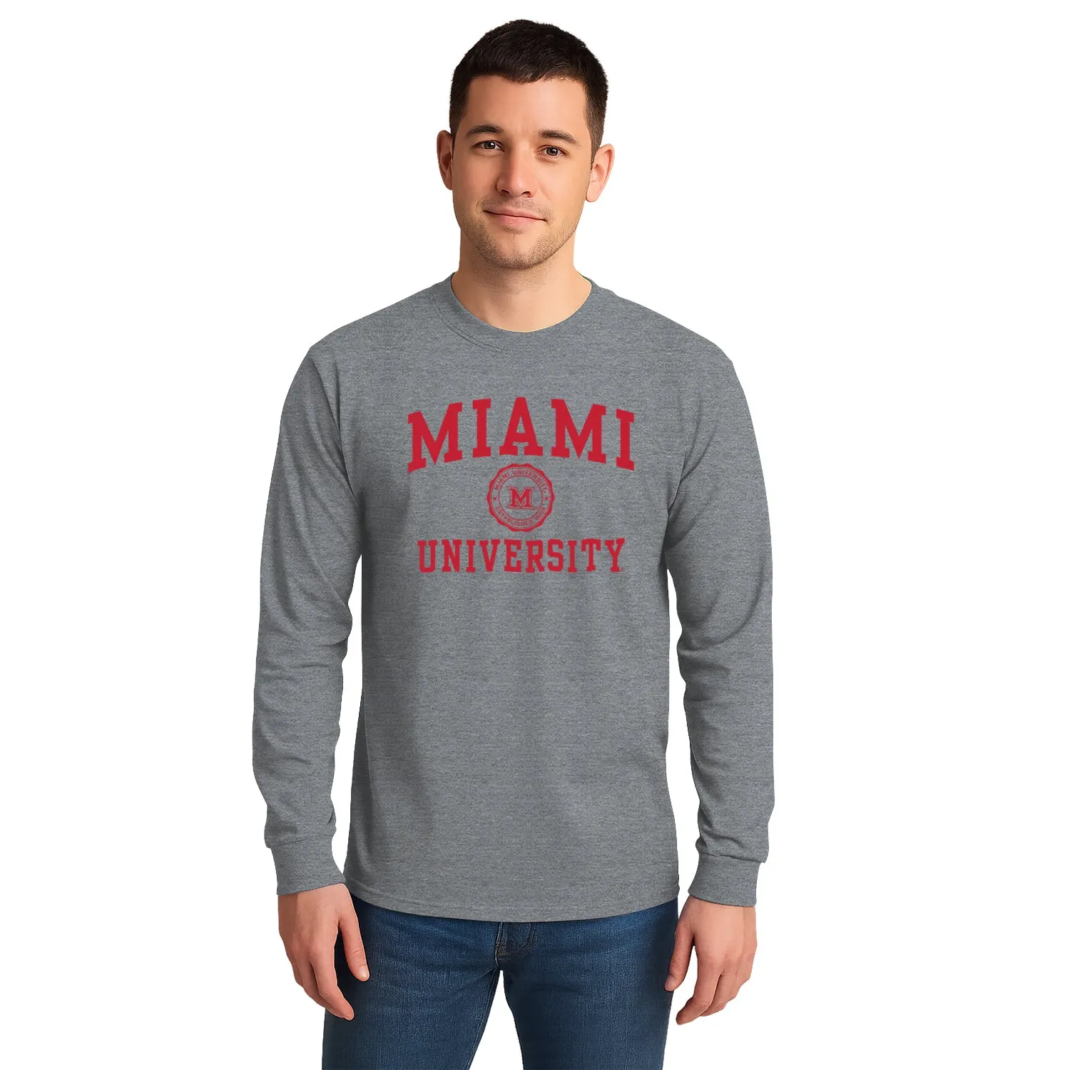 Miami University Heritage Long Sleeve T-Shirt (Charcoal Grey) sold by Barnesmith product image thumbnail 2