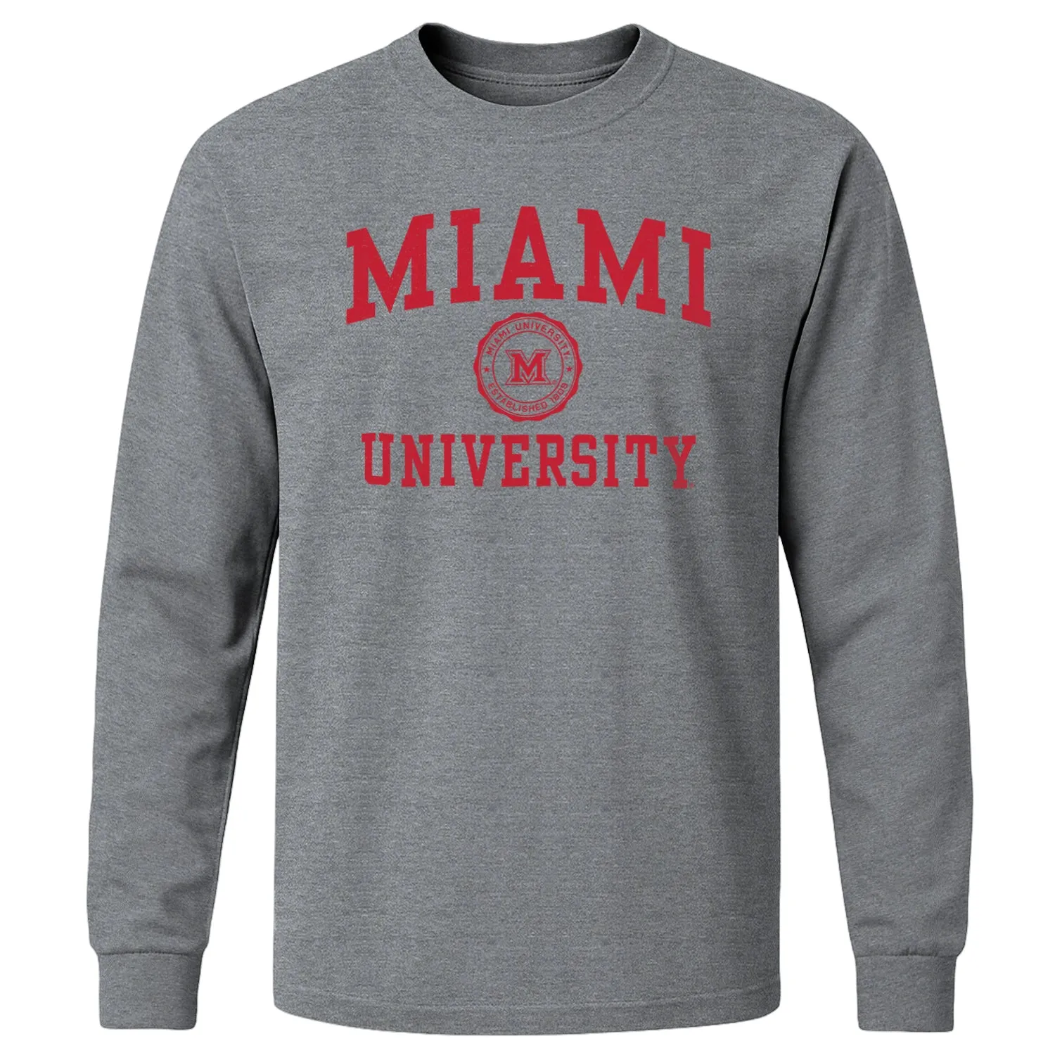 Miami University Heritage Long Sleeve T-Shirt (Charcoal Grey) sold by Barnesmith