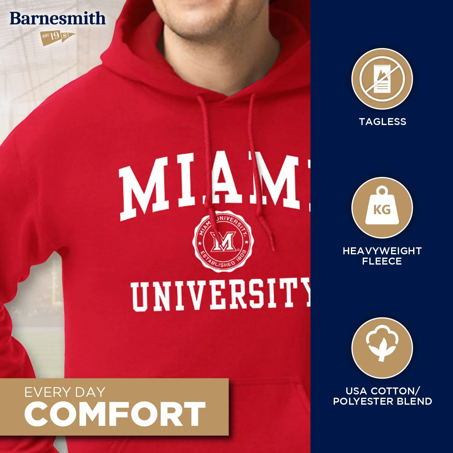 Miami University Heritage Hooded Sweatshirt (Red) sold by Barnesmith product image thumbnail 3