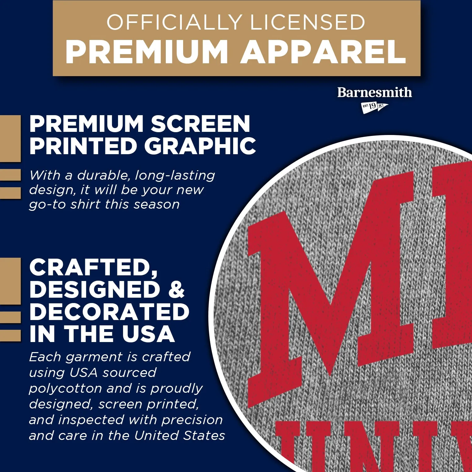 Miami University Classic T-Shirt (Charcoal Grey) sold by Barnesmith product image thumbnail 4