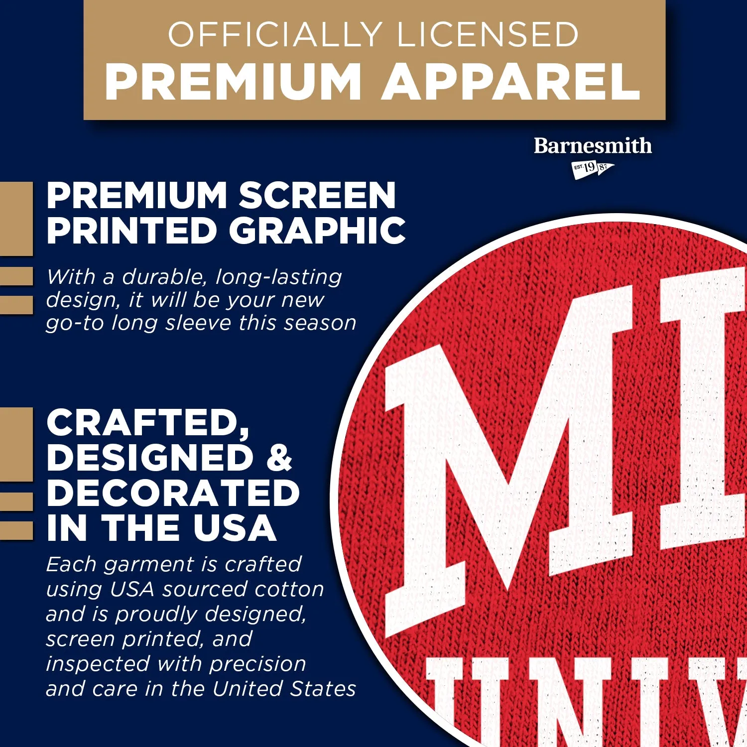 Miami University Classic Long Sleeve T-Shirt (Red) sold by Barnesmith product image thumbnail 4