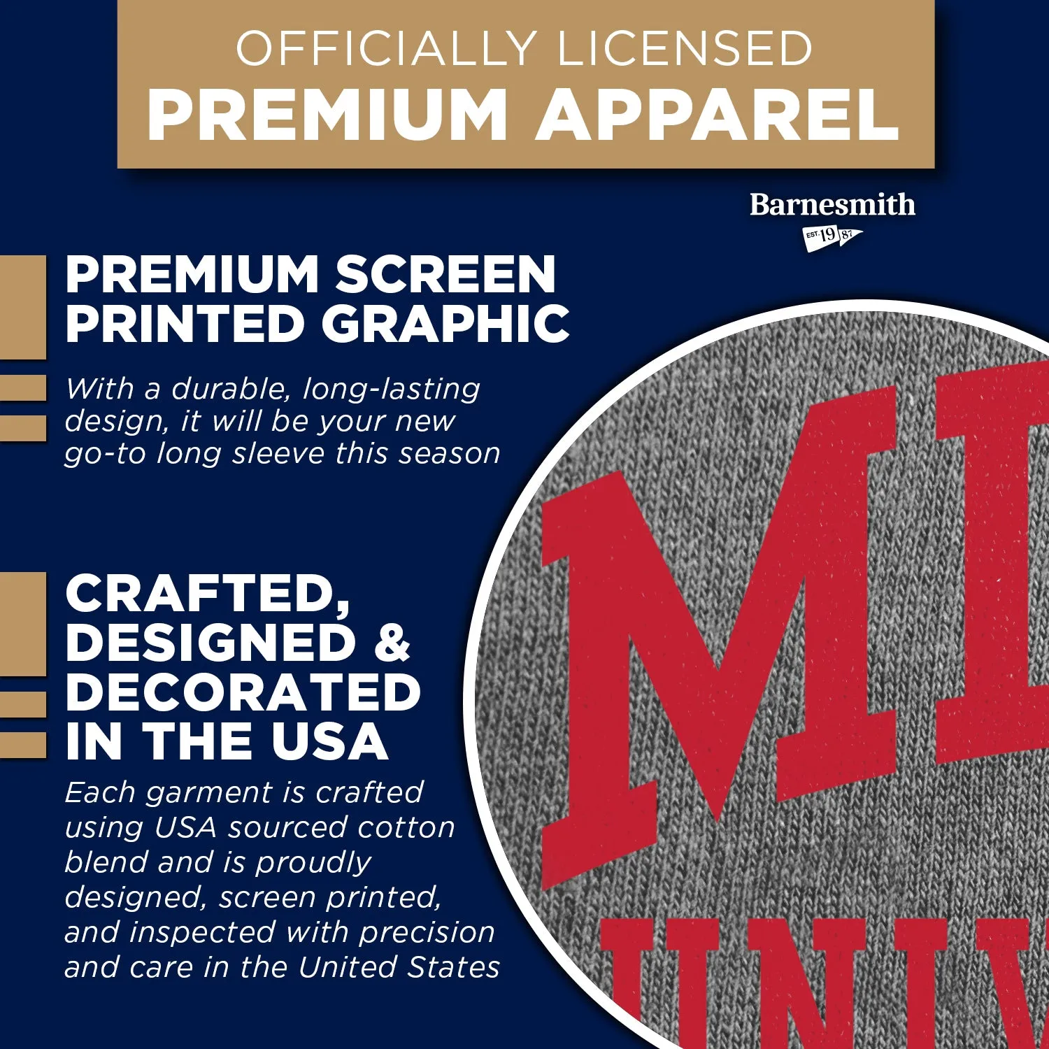 Miami University Classic Long Sleeve T-Shirt (Charcoal Grey) sold by Barnesmith product image thumbnail 4