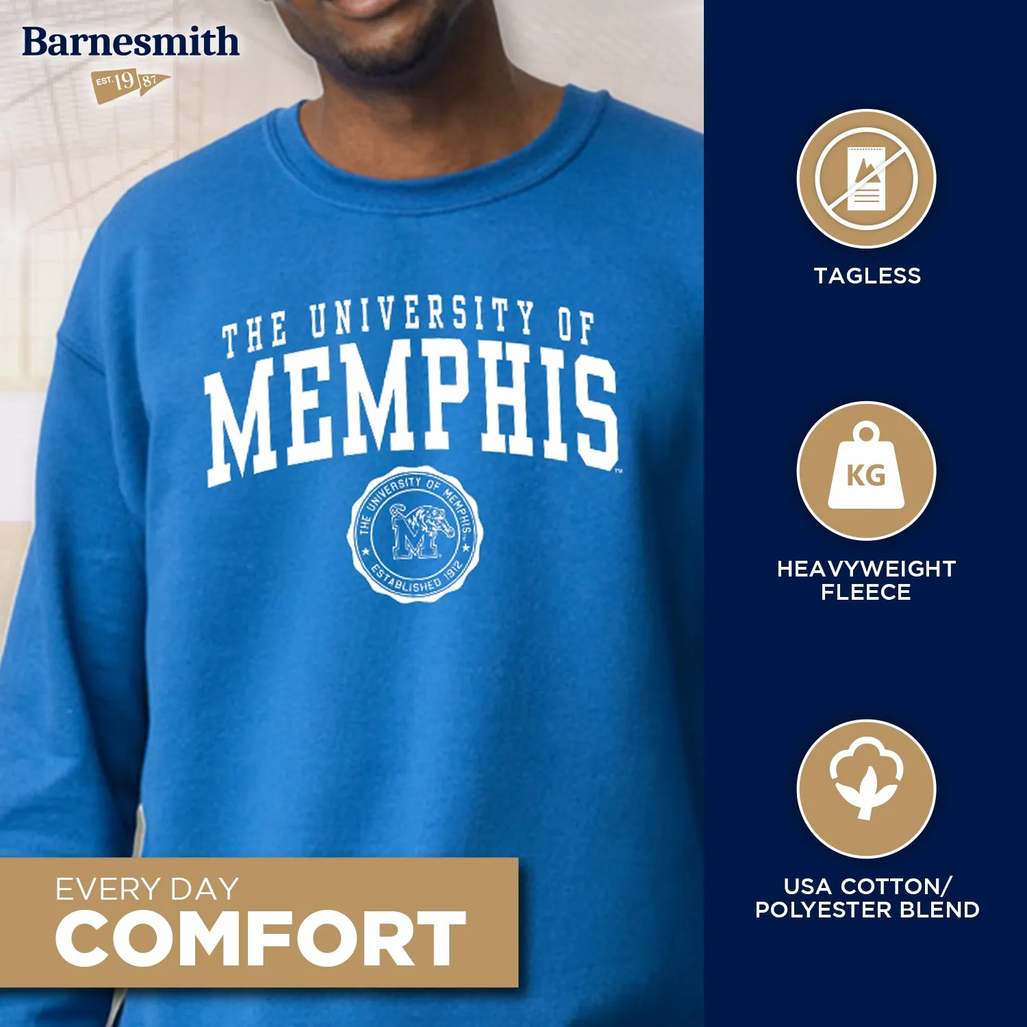 The University of Memphis Heritage Sweatshirt (Royal Blue) sold by Barnesmith product image thumbnail 3