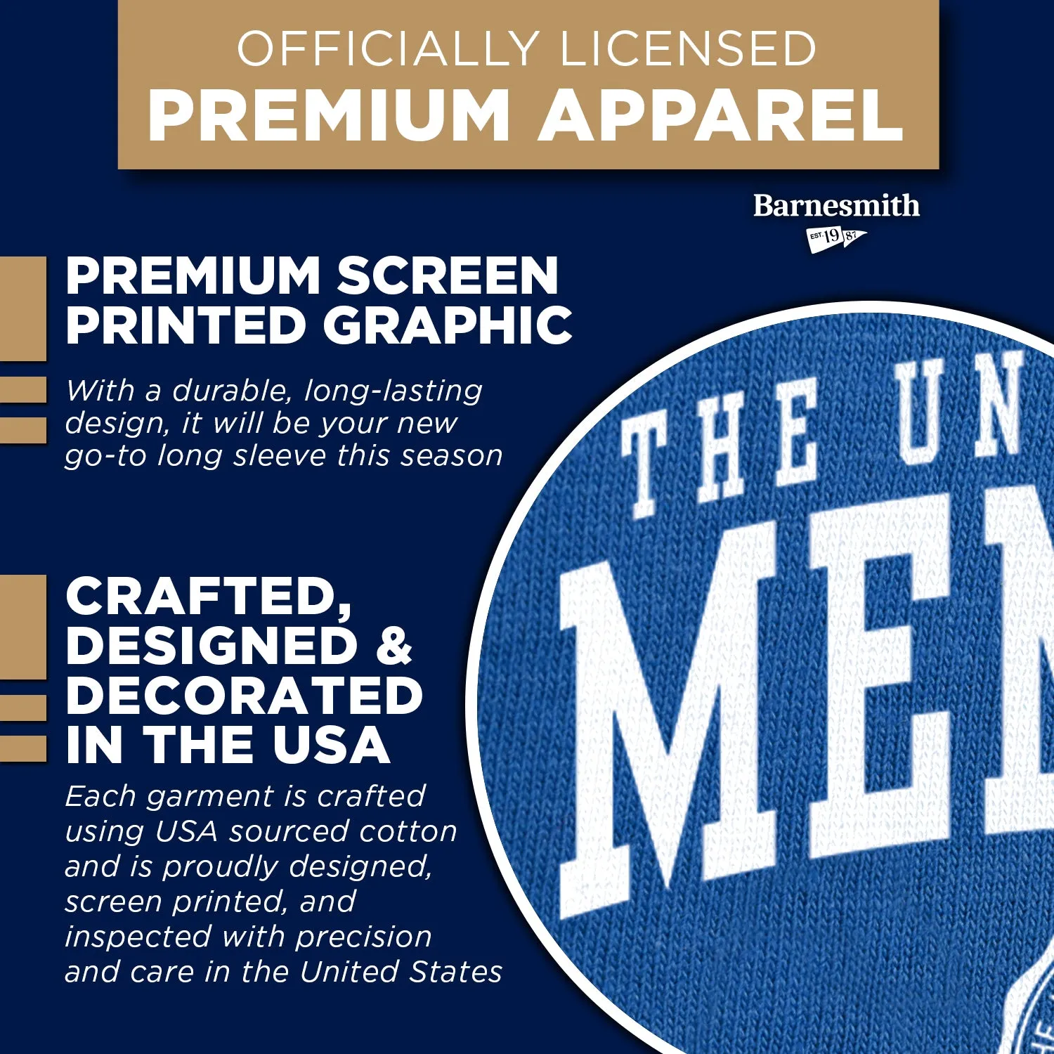 The University of Memphis Heritage Long Sleeve T-Shirt (Royal Blue) sold by Barnesmith product image thumbnail 4