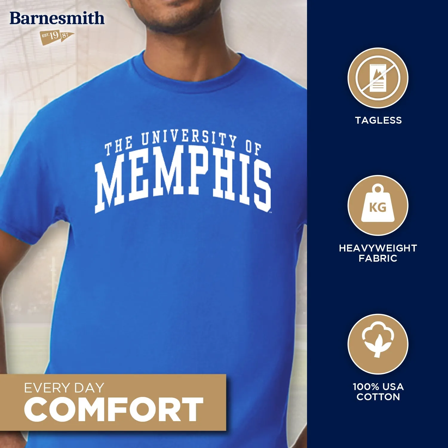 The University of Memphis Classic T-Shirt (Royal Blue) sold by Barnesmith product image thumbnail 3