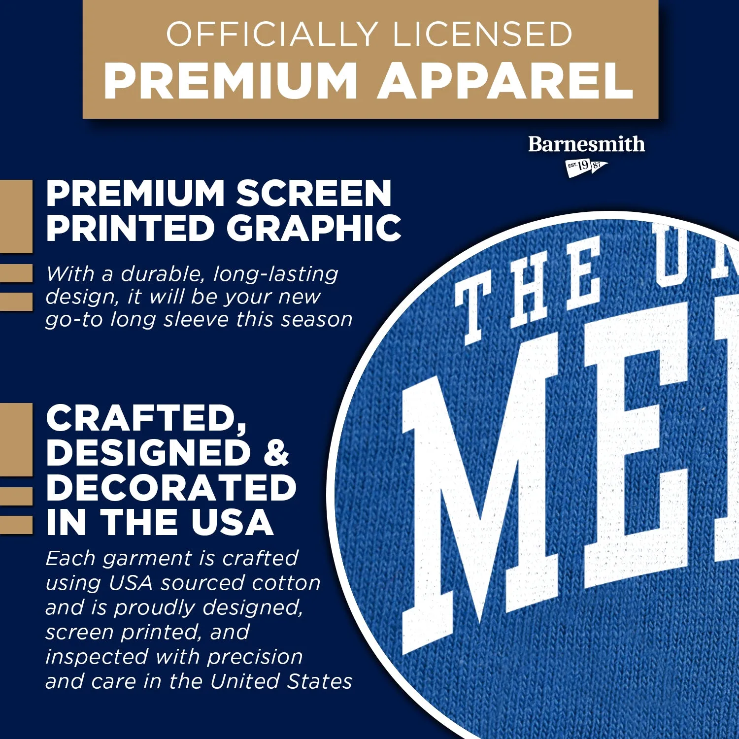 The University of Memphis Classic Long Sleeve T-Shirt (Royal Blue) sold by Barnesmith product image thumbnail 4